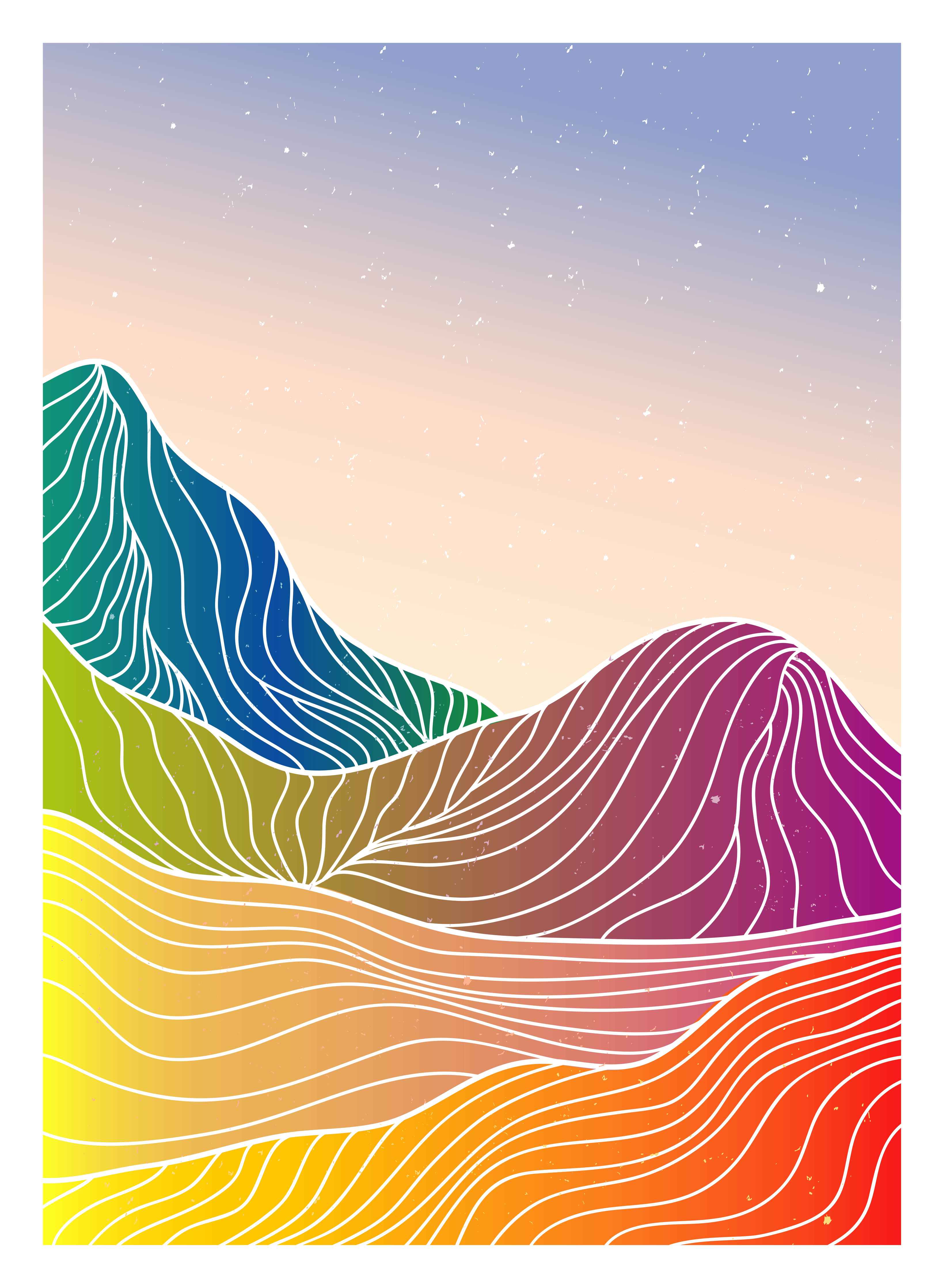 Große Wandbilder-Farbenfroher, abstrakter Berglandschafts-Print