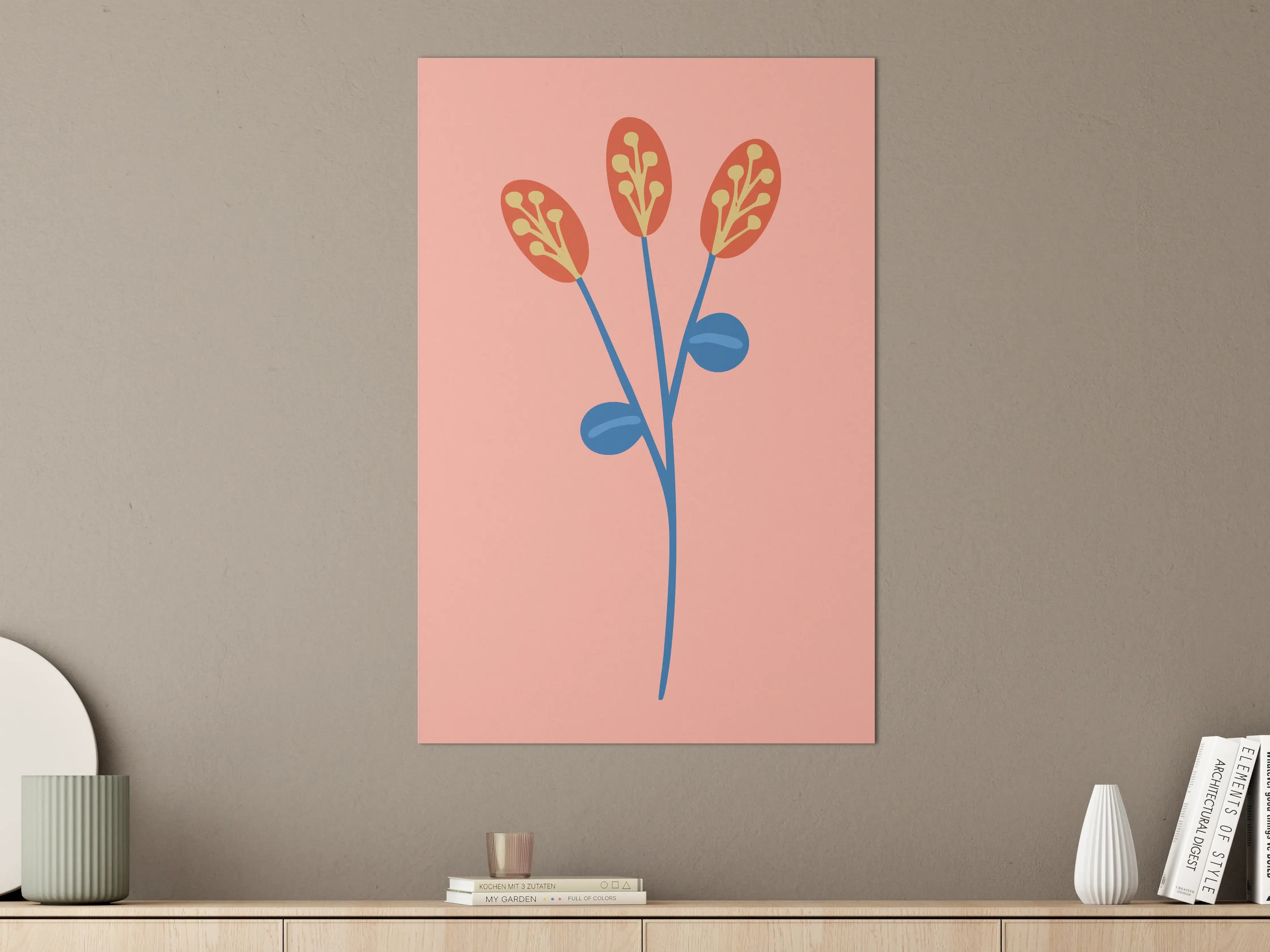 Große Wandbilder - Farbenfrohes Blumenmotiv in moderner Illustration