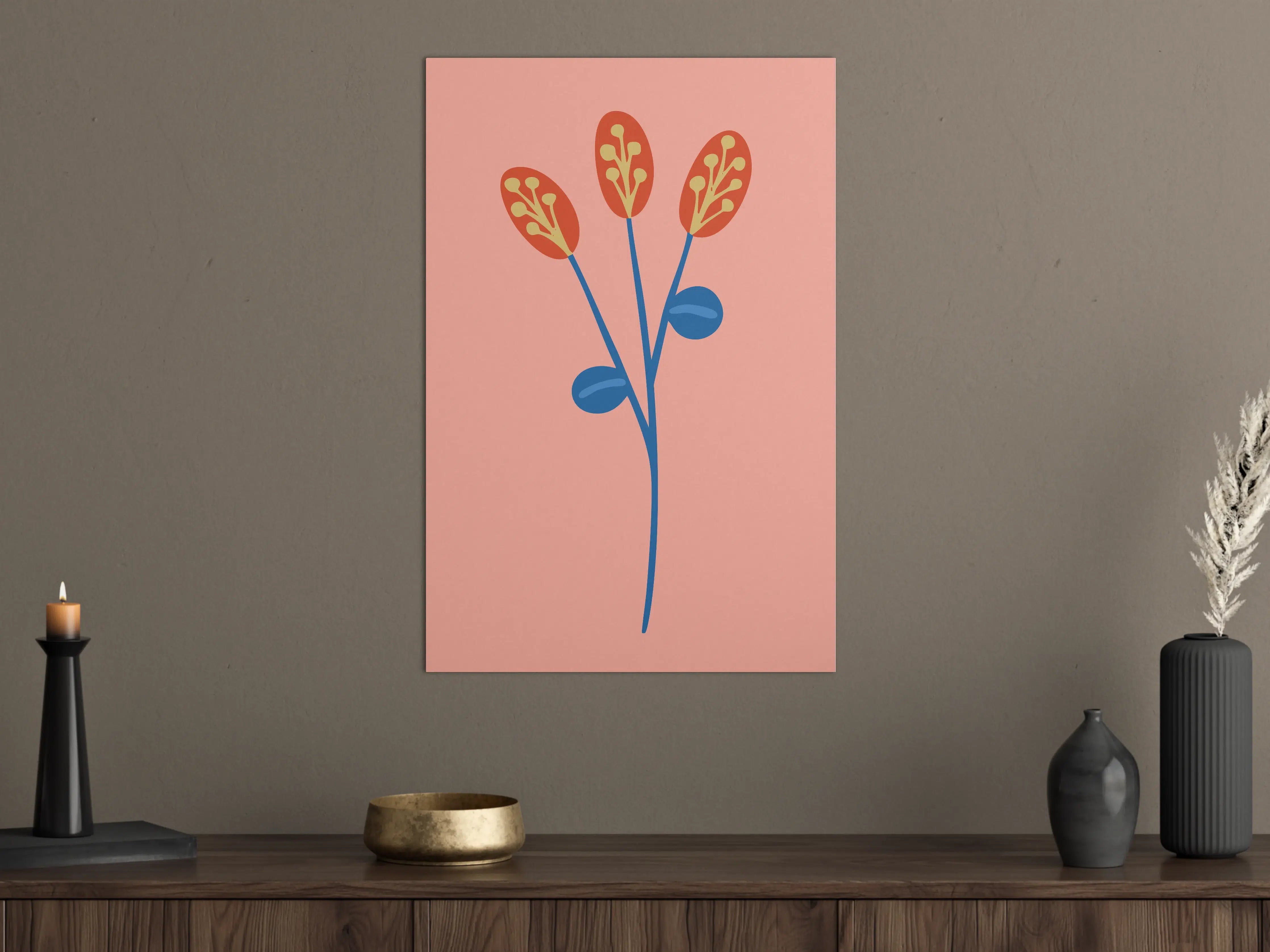 Große Wandbilder - Farbenfrohes Blumenmotiv in moderner Illustration