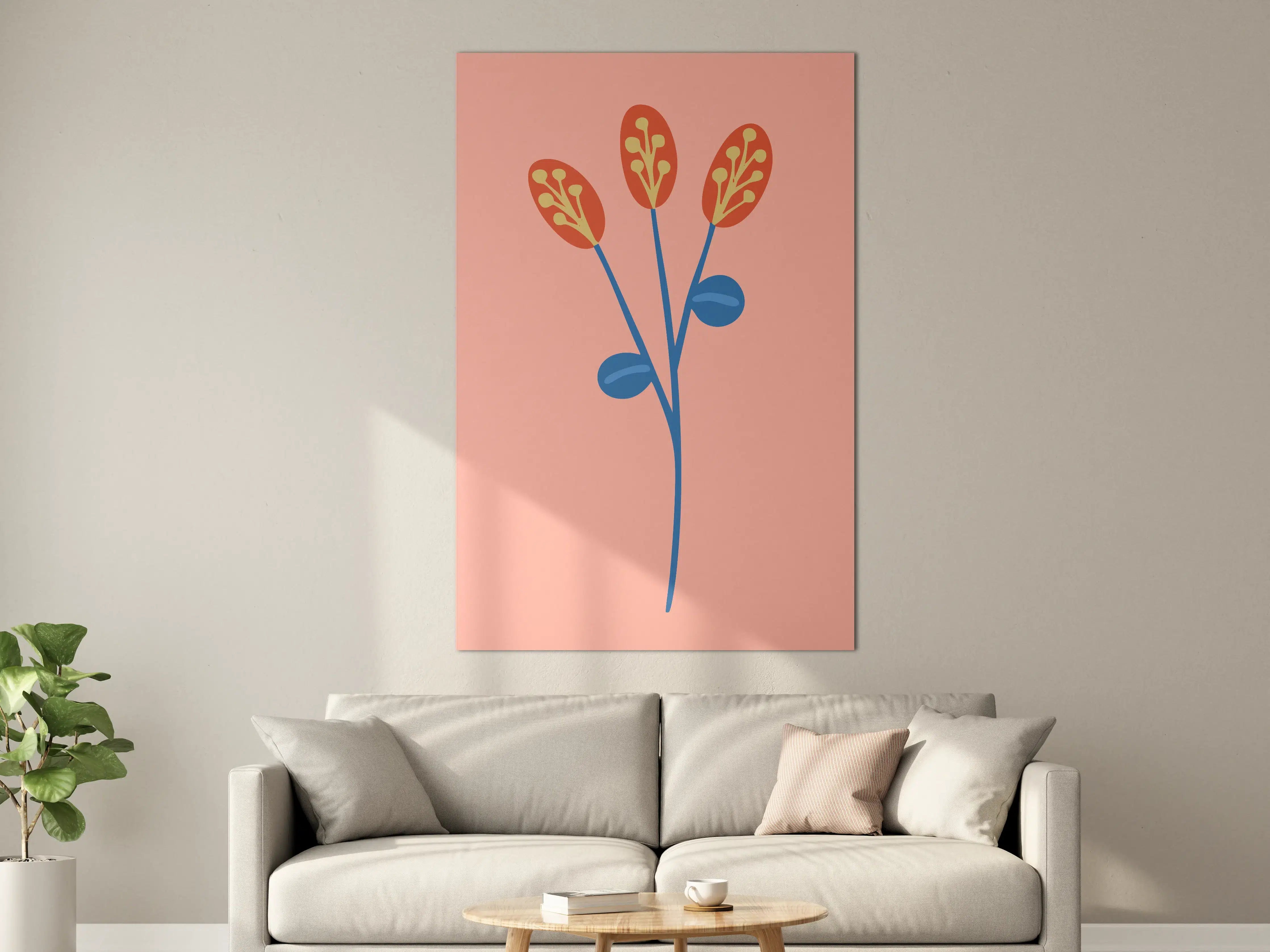 Große Wandbilder - Farbenfrohes Blumenmotiv in moderner Illustration