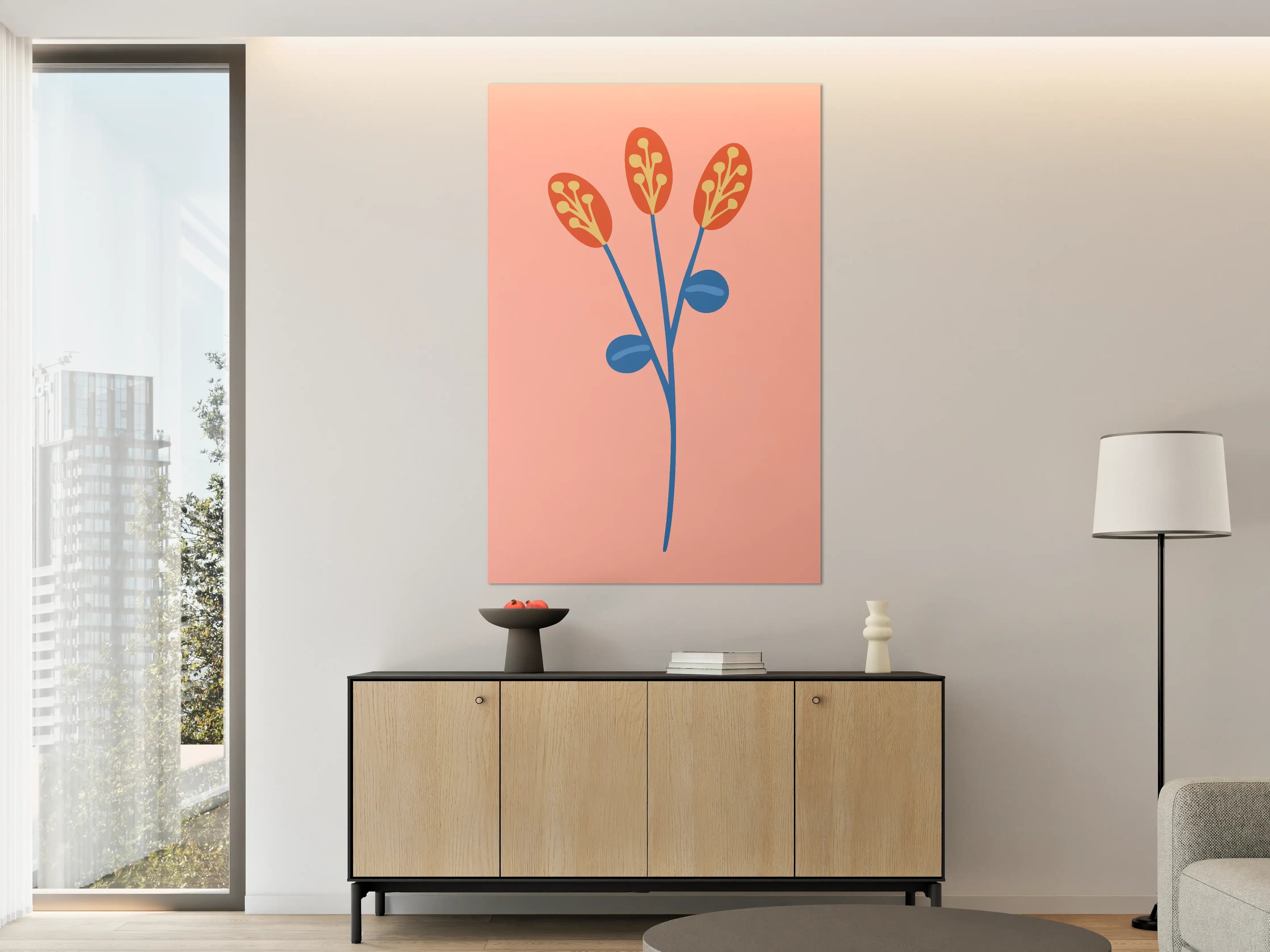 Große Wandbilder - Farbenfrohes Blumenmotiv in moderner Illustration