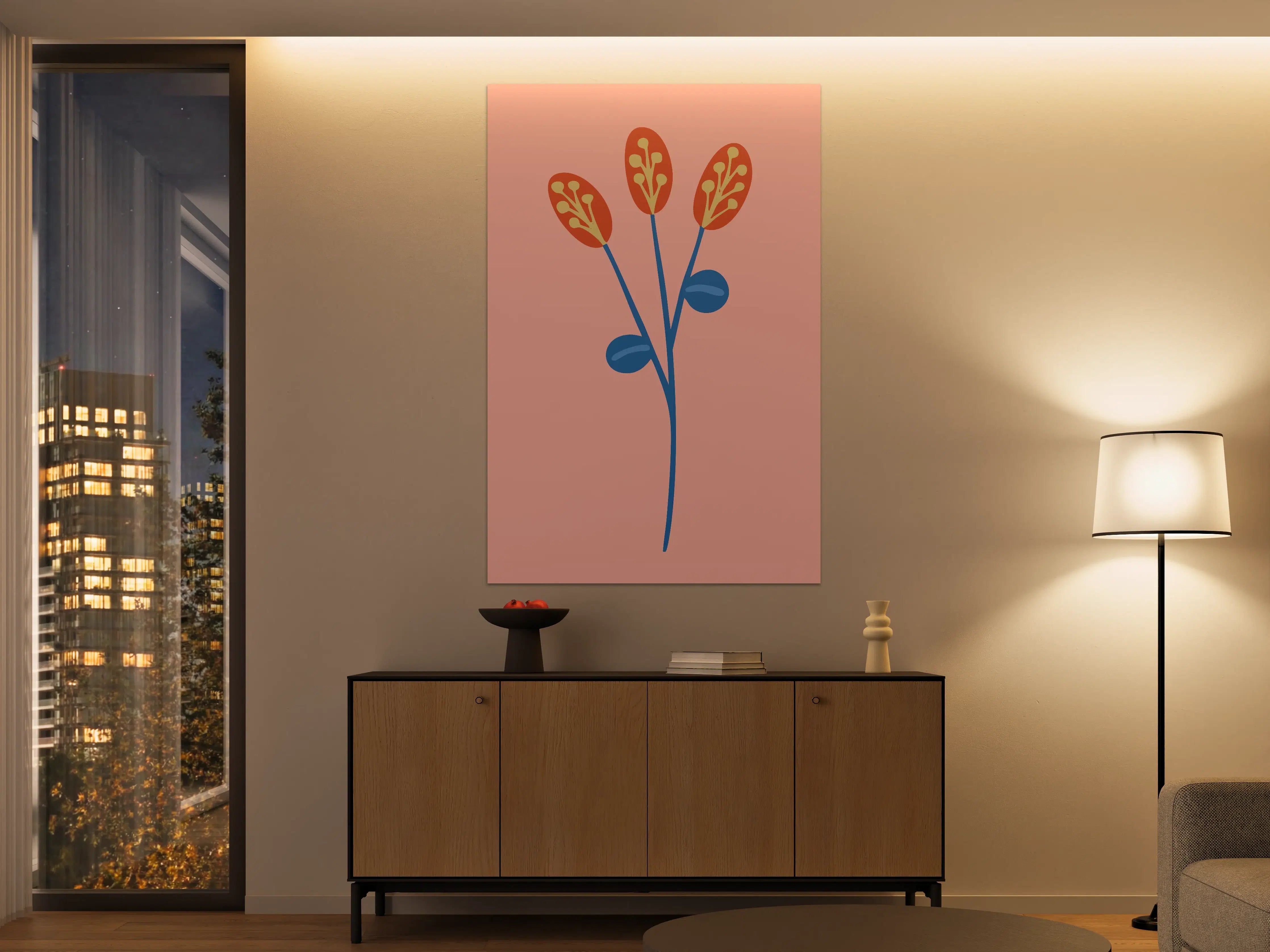 Große Wandbilder - Farbenfrohes Blumenmotiv in moderner Illustration