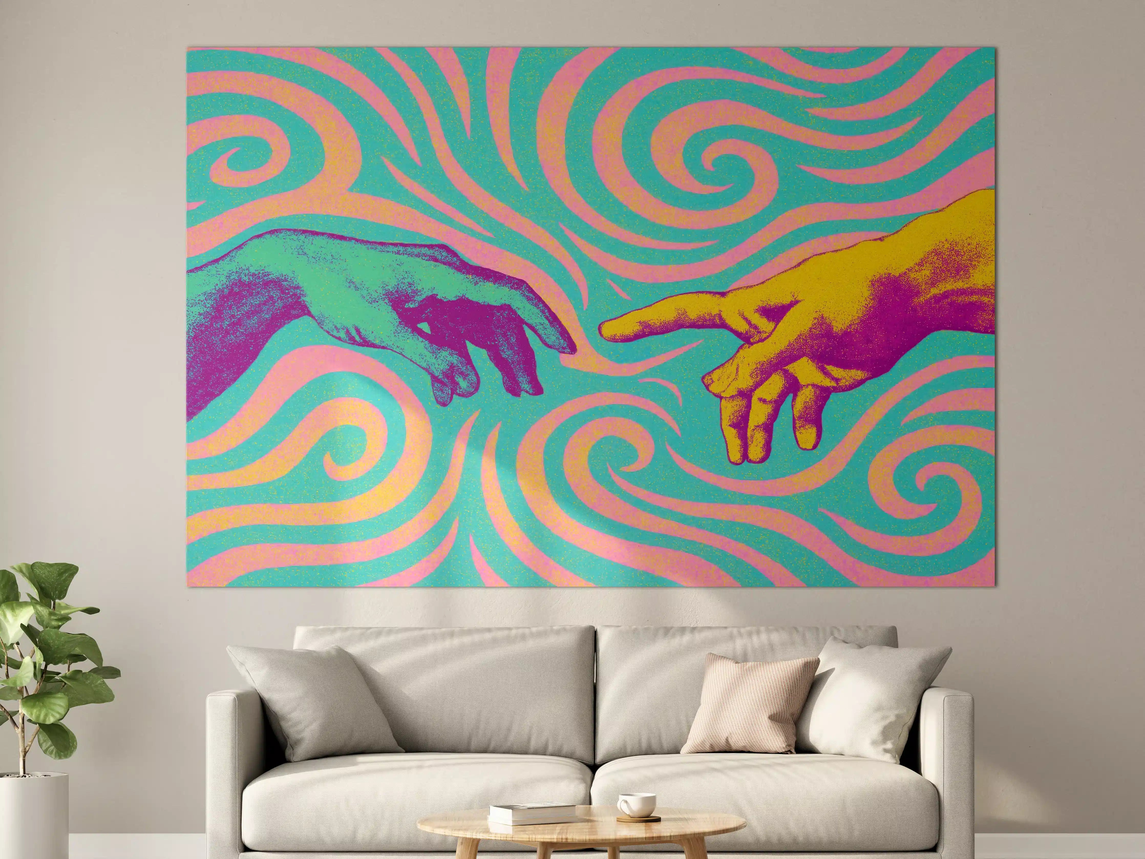 Große Wandbilder - Farbenfrohes Kunstwerk mit spiralförmigen Mustern