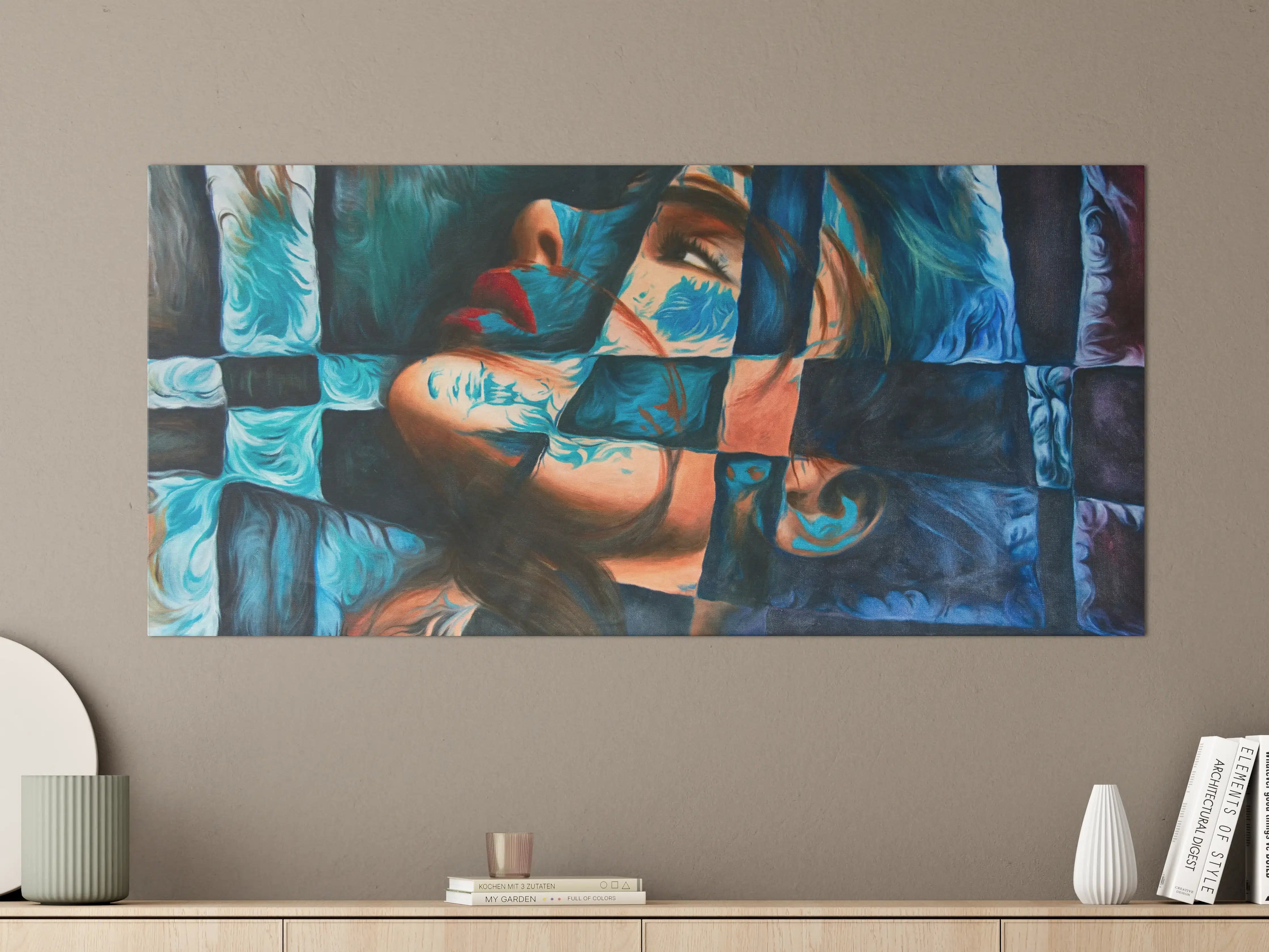 Große Wandbilder - Farbenfrohes Portrait in moderner Kunst-Optik