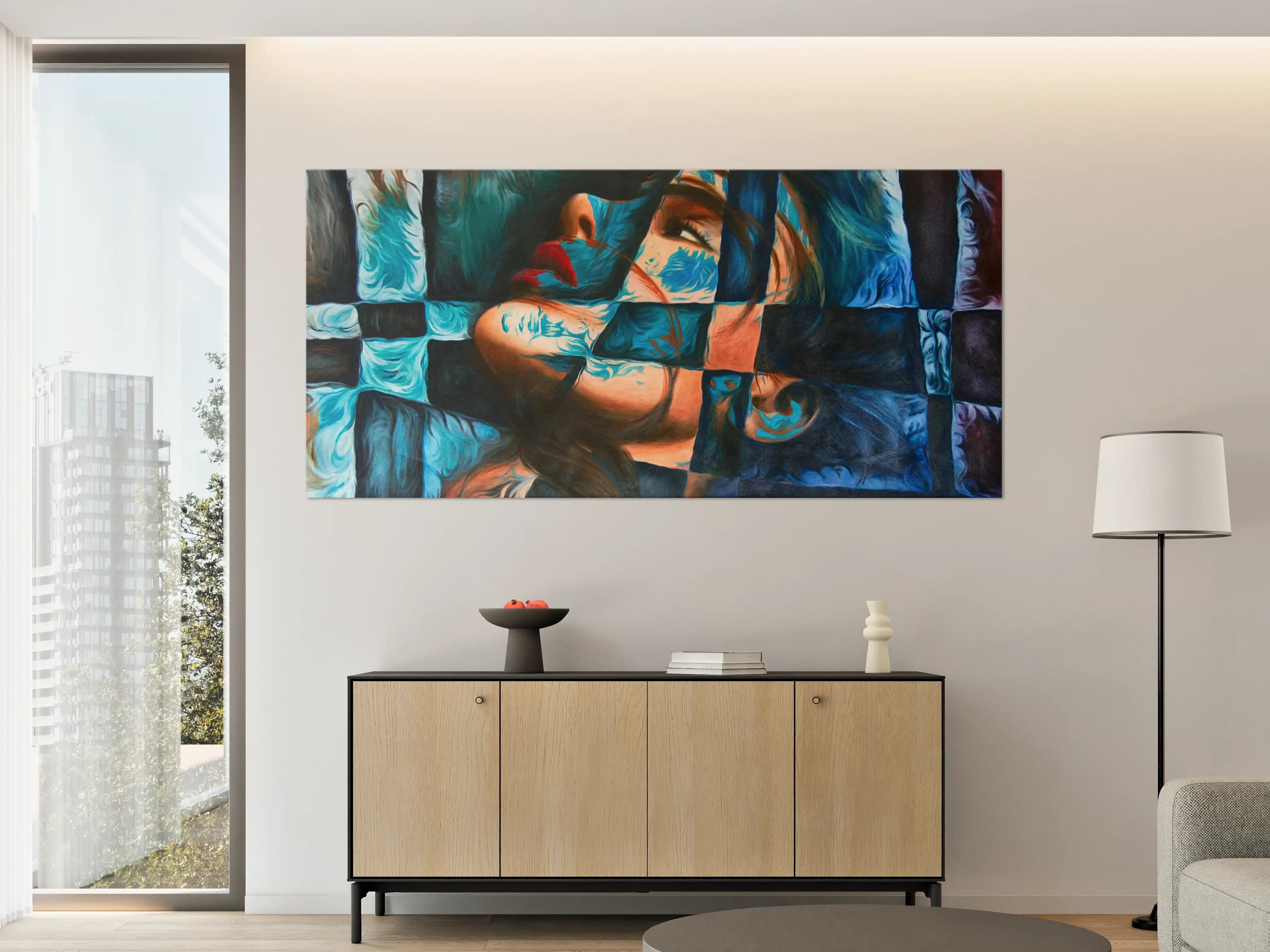 Große Wandbilder - Farbenfrohes Portrait in moderner Kunst-Optik