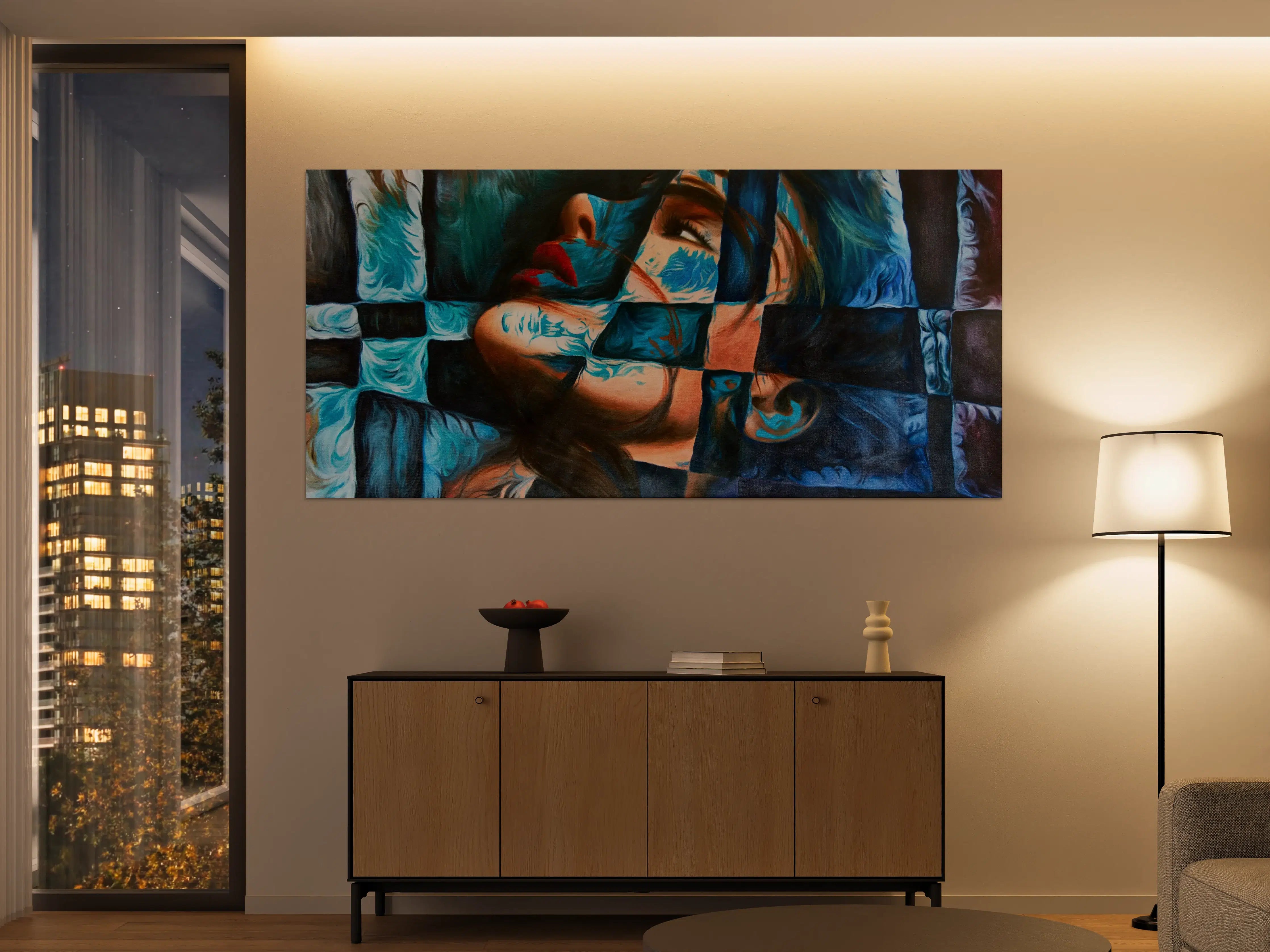 Große Wandbilder - Farbenfrohes Portrait in moderner Kunst-Optik