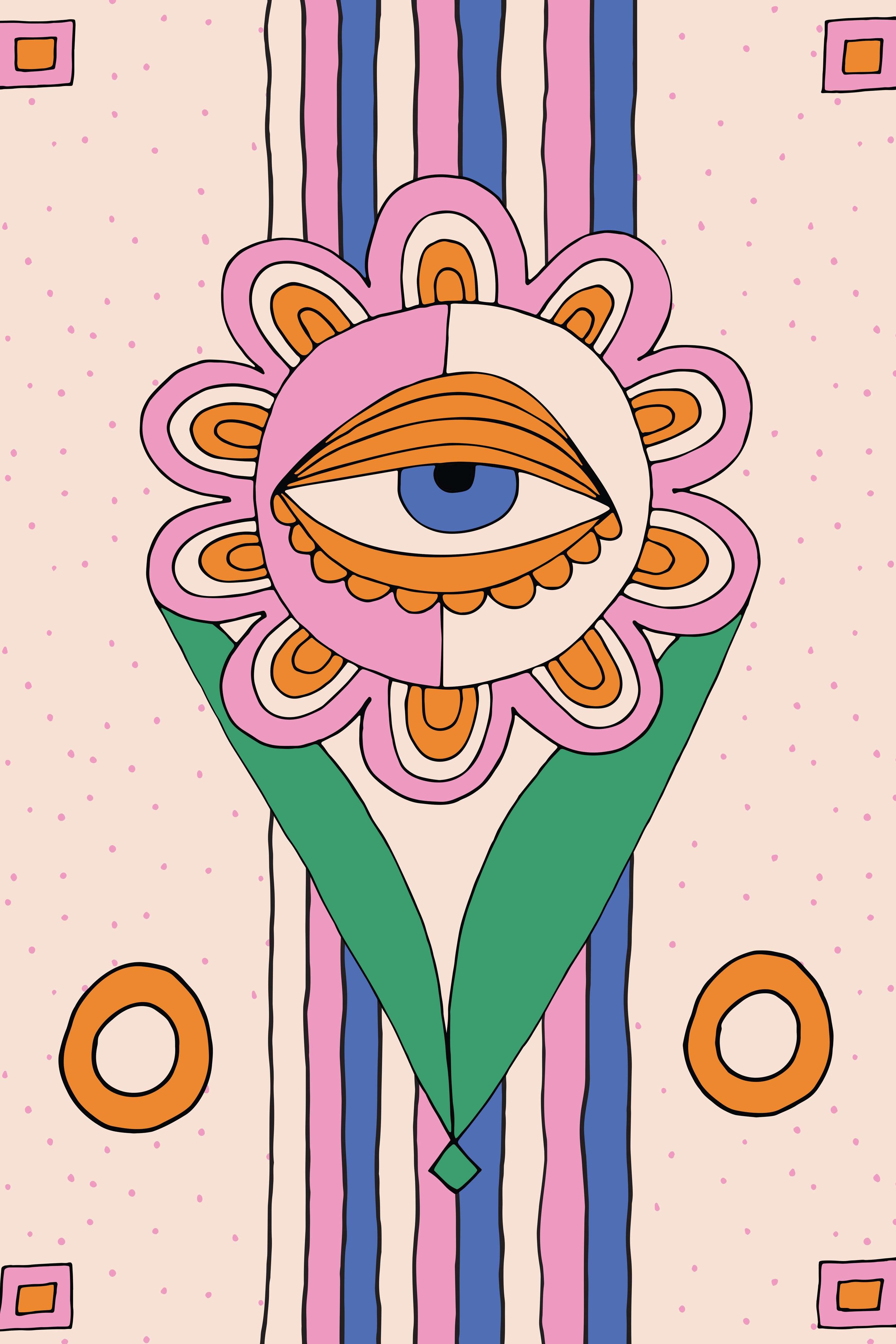 Große Wandbilder-Farbenfrohes surrealistisches Auge-Motiv