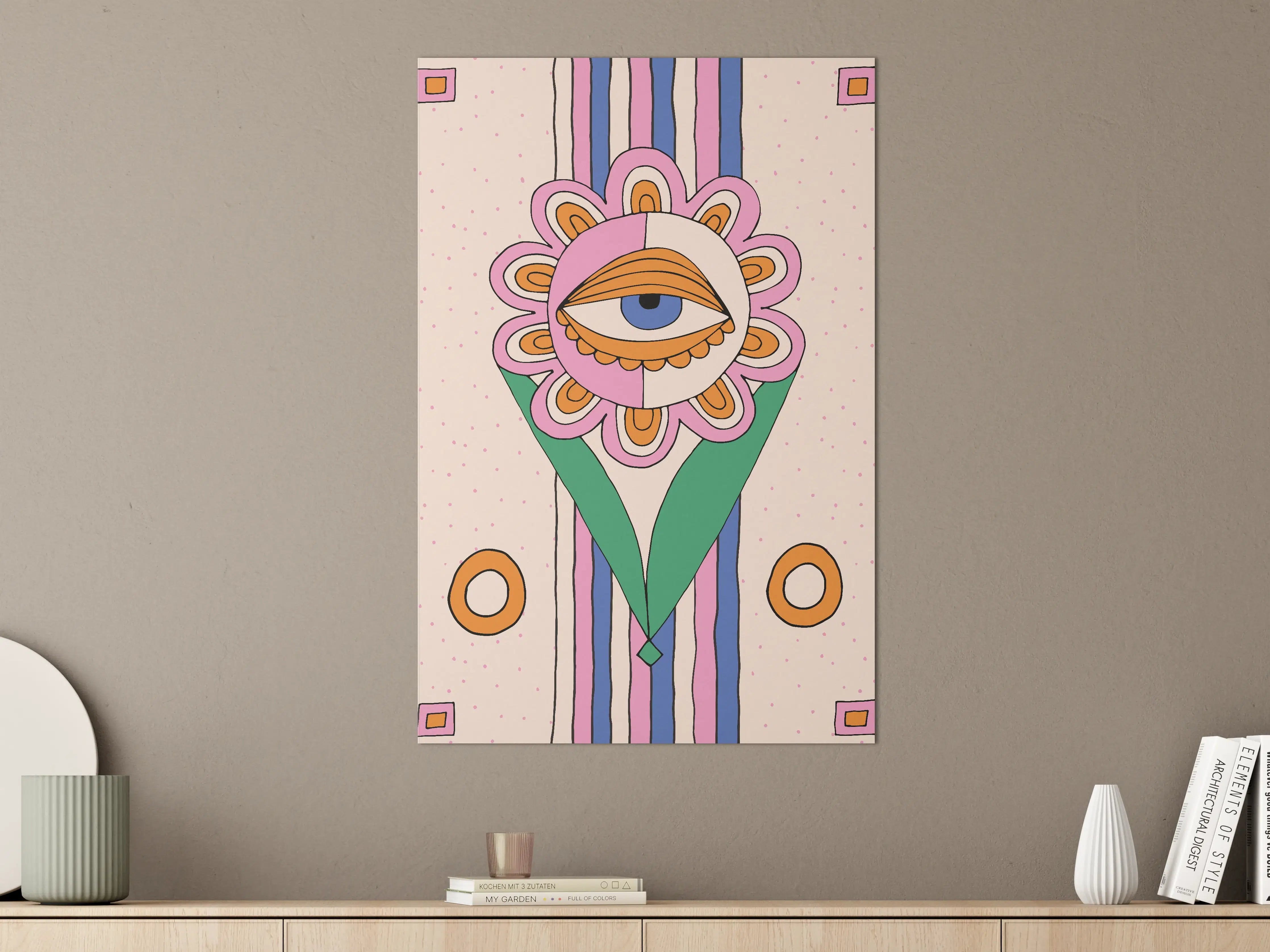 Große Wandbilder - Farbenfrohes surrealistisches Auge-Motiv