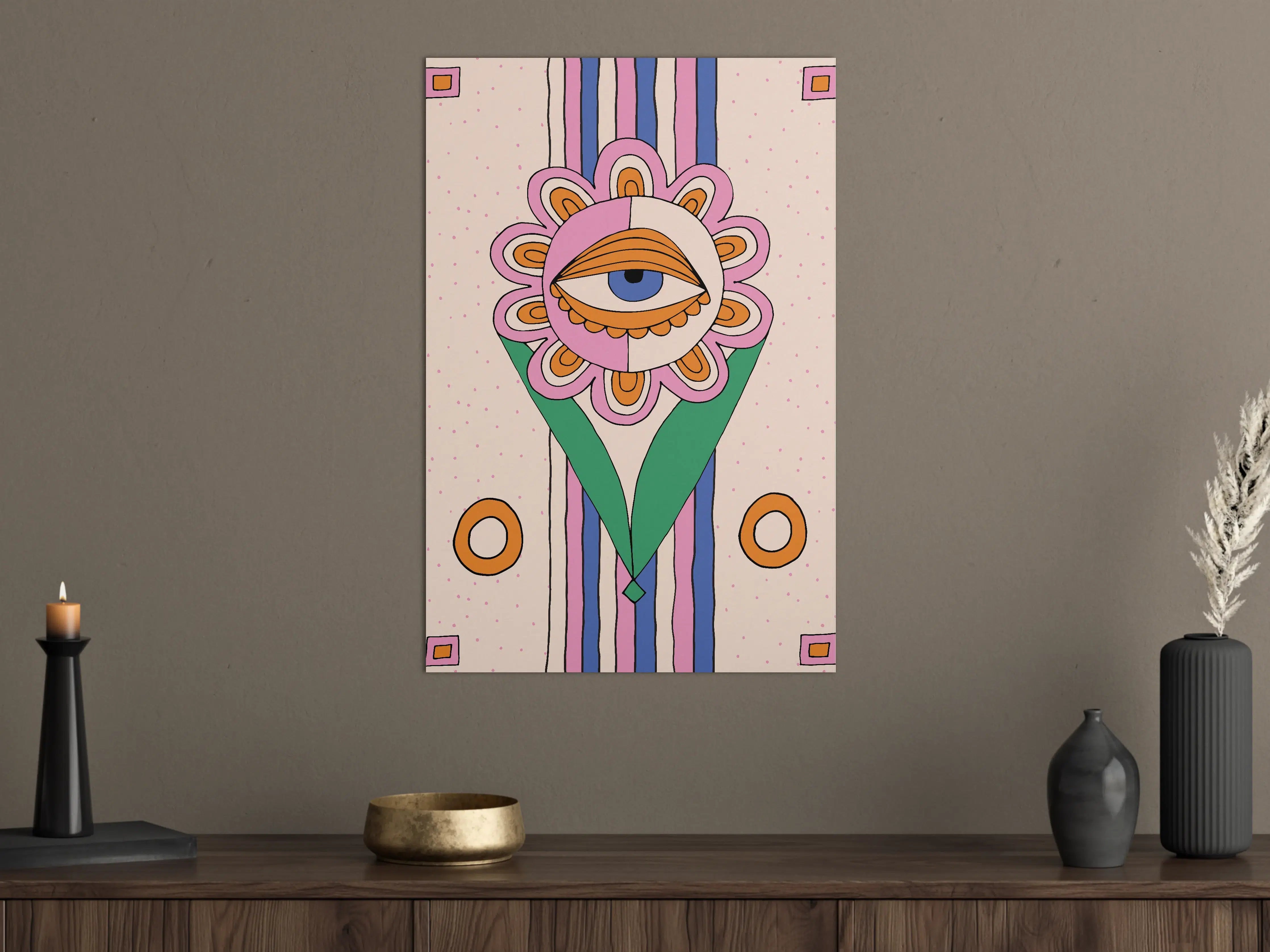 Große Wandbilder - Farbenfrohes surrealistisches Auge-Motiv