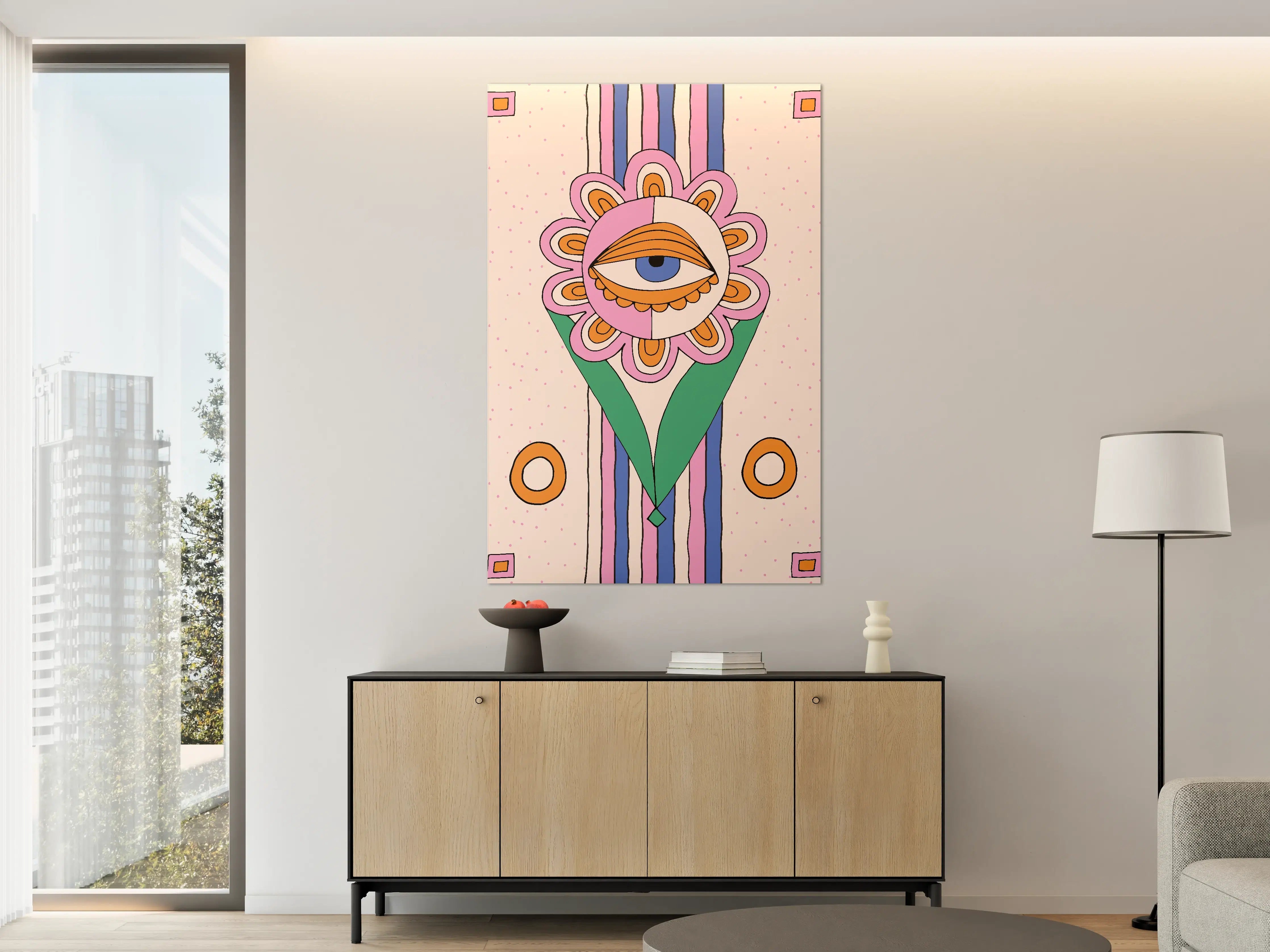 Große Wandbilder - Farbenfrohes surrealistisches Auge-Motiv