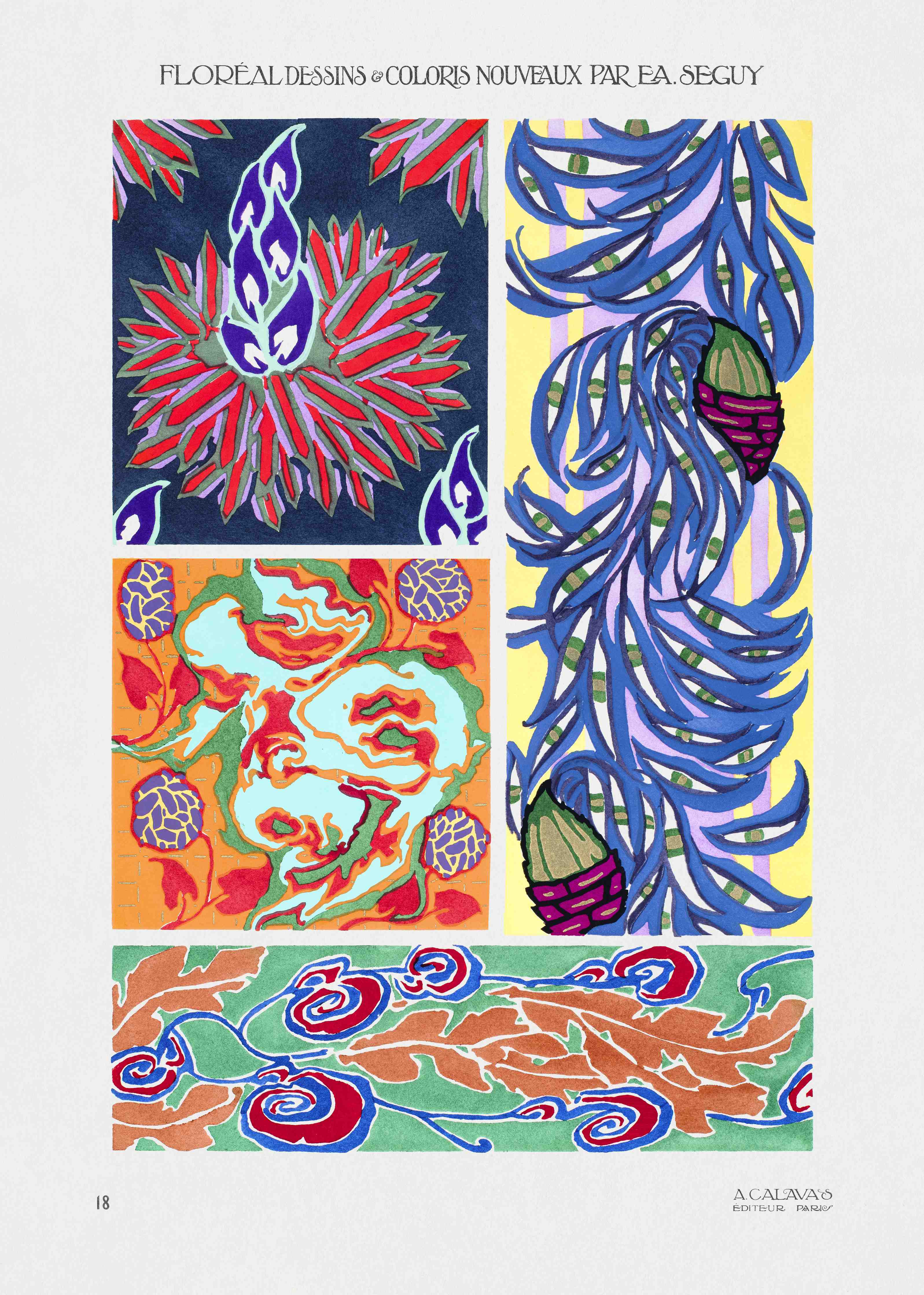 Große Wandbilder-Farbenfrohes, abstraktes Wandbild mit floralen Mustern