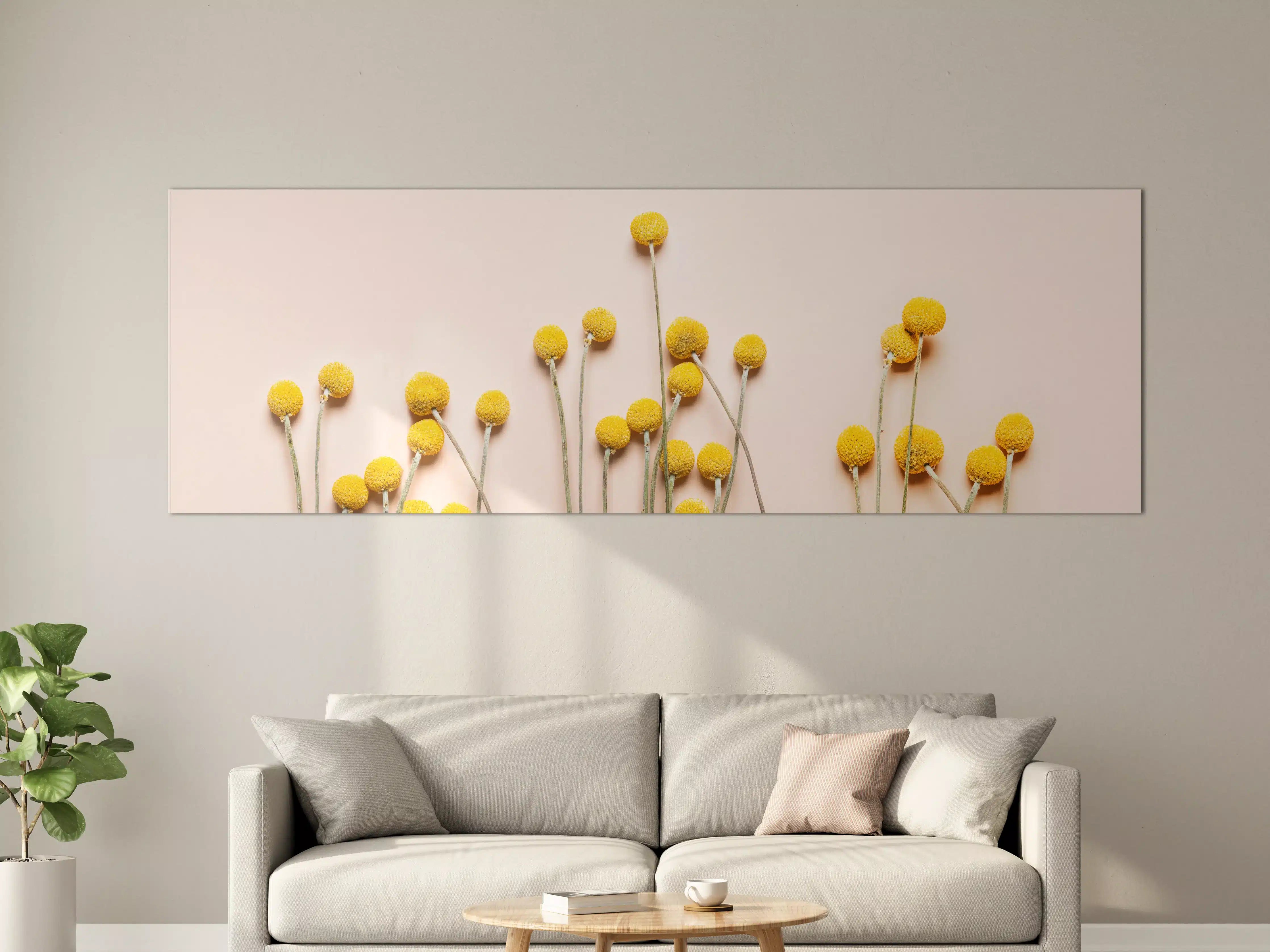 Große Wandbilder - Farbige Blumenmotive im sanften Licht