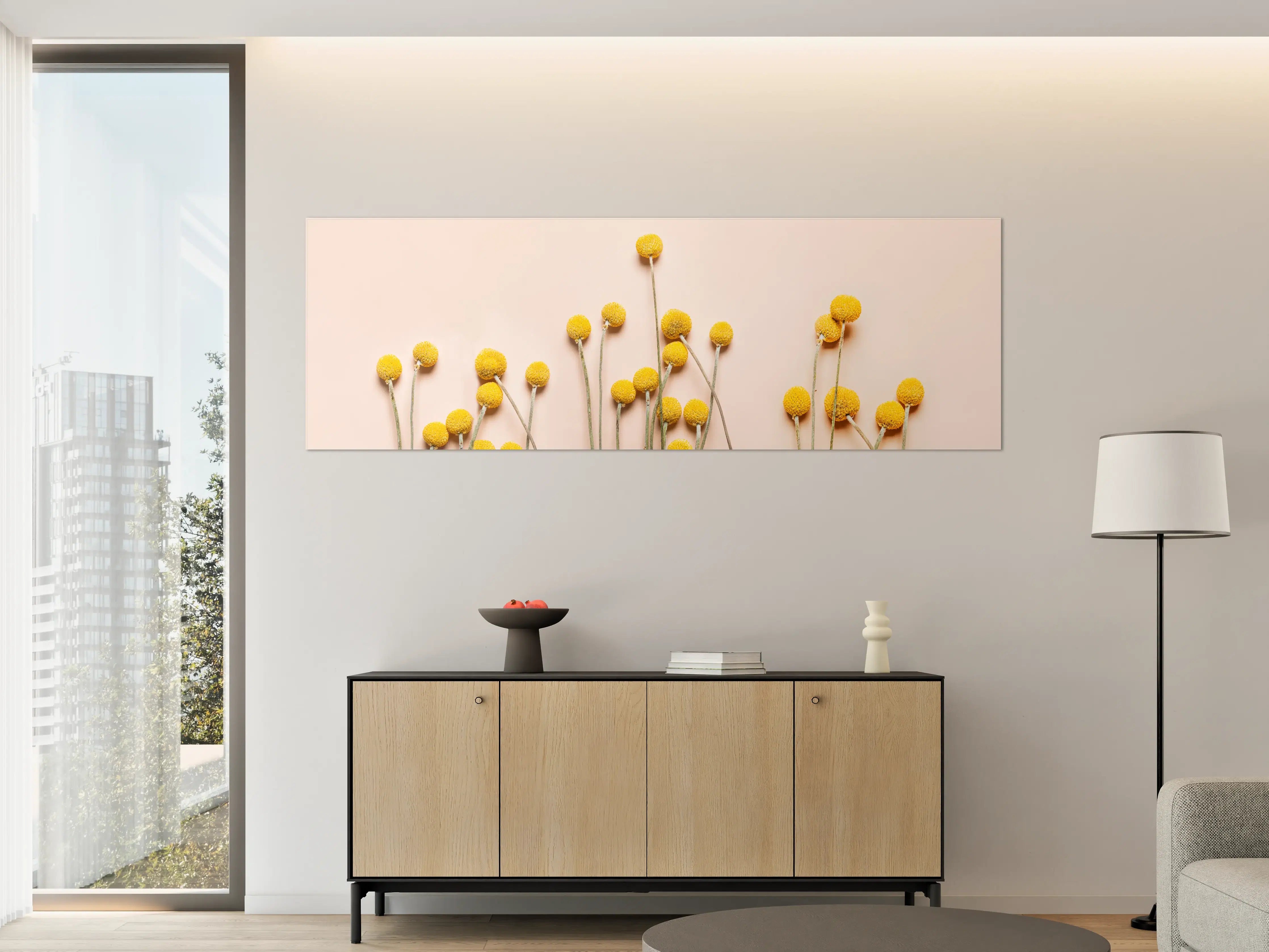 Große Wandbilder - Farbige Blumenmotive im sanften Licht