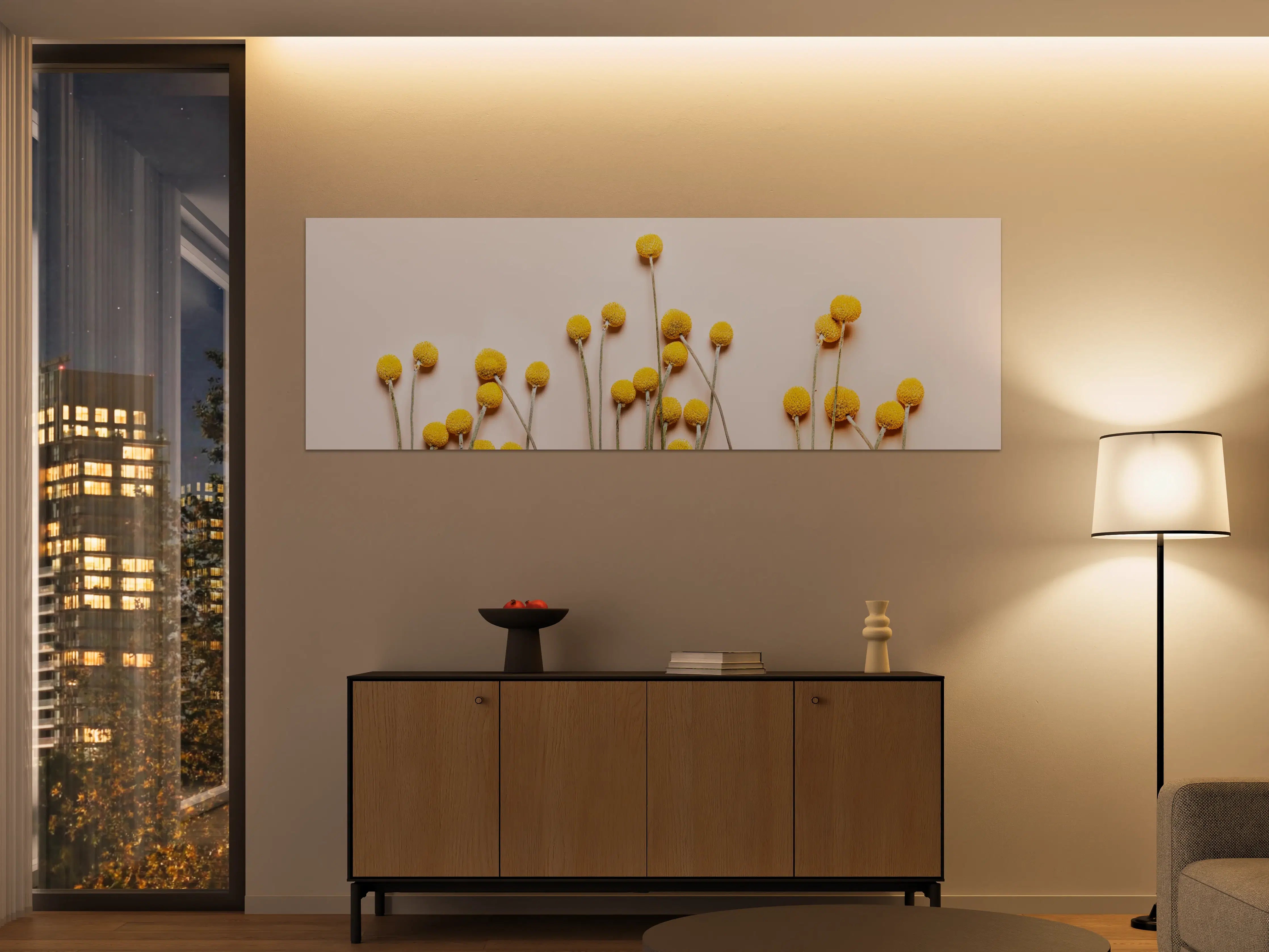 Große Wandbilder - Farbige Blumenmotive im sanften Licht