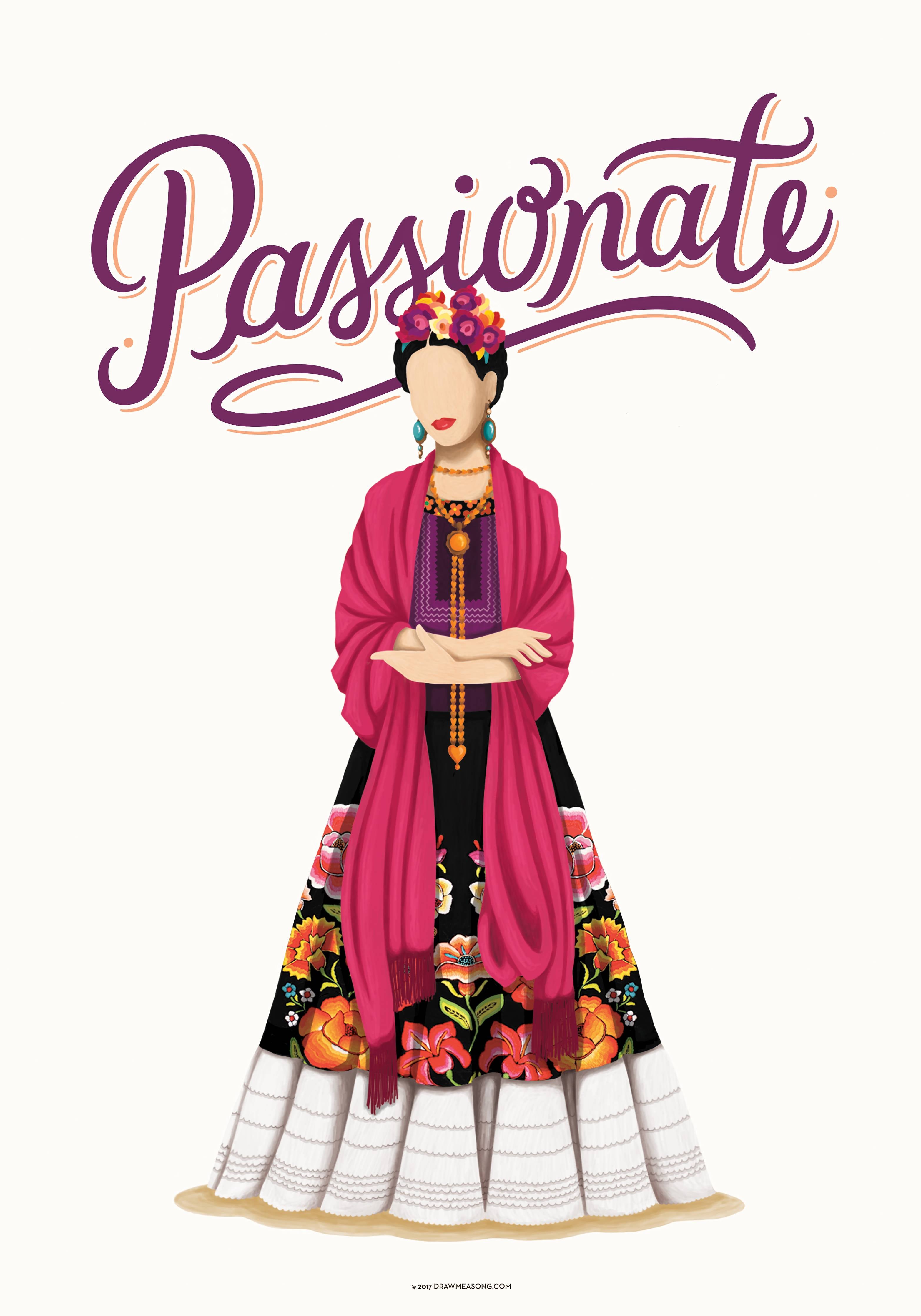 Große Wandbilder-Farbige Illustration mit Frida Kahlo Inspiration