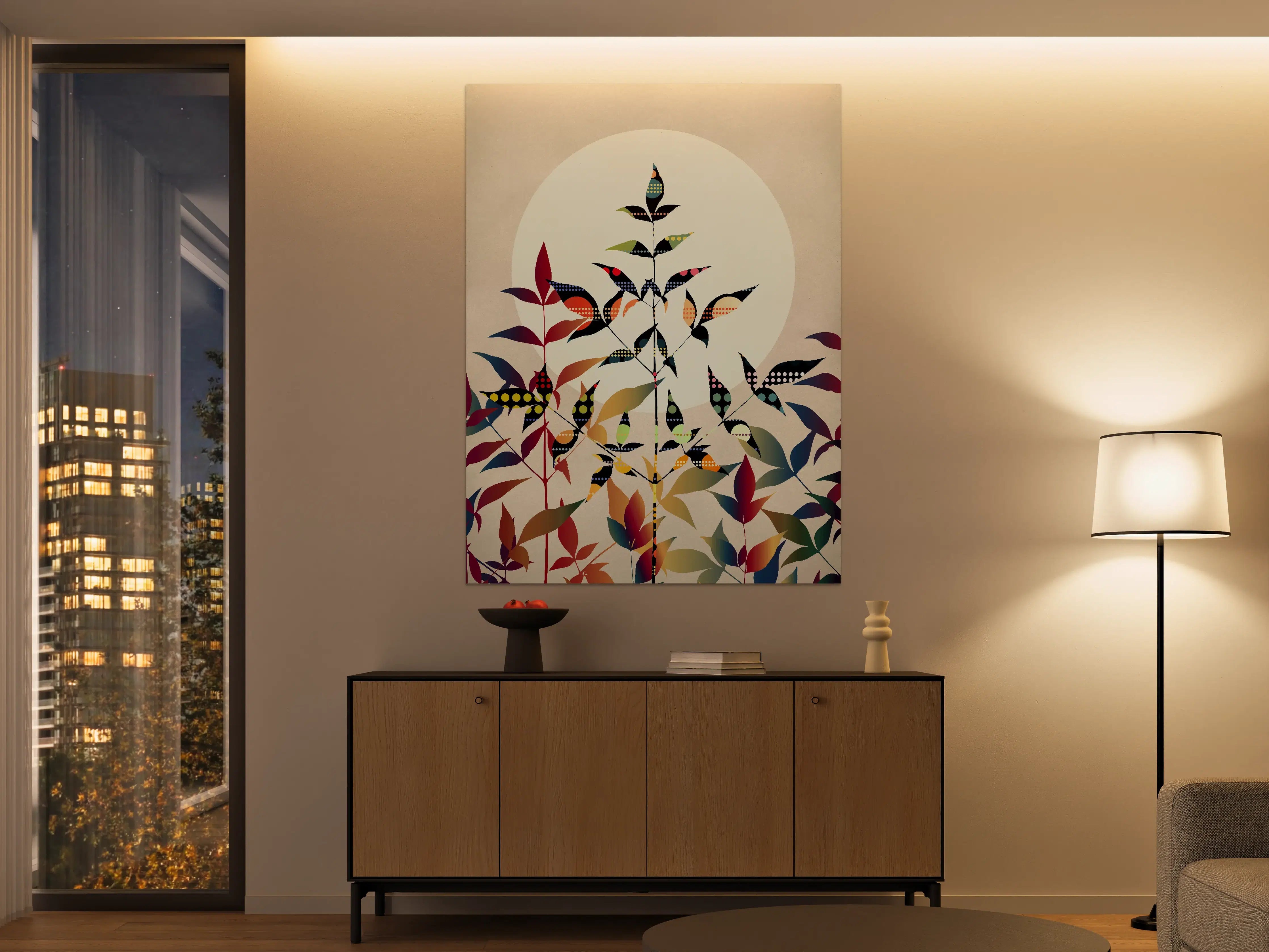 Große Wandbilder - Farbige Pflanzen in abstraktem Design