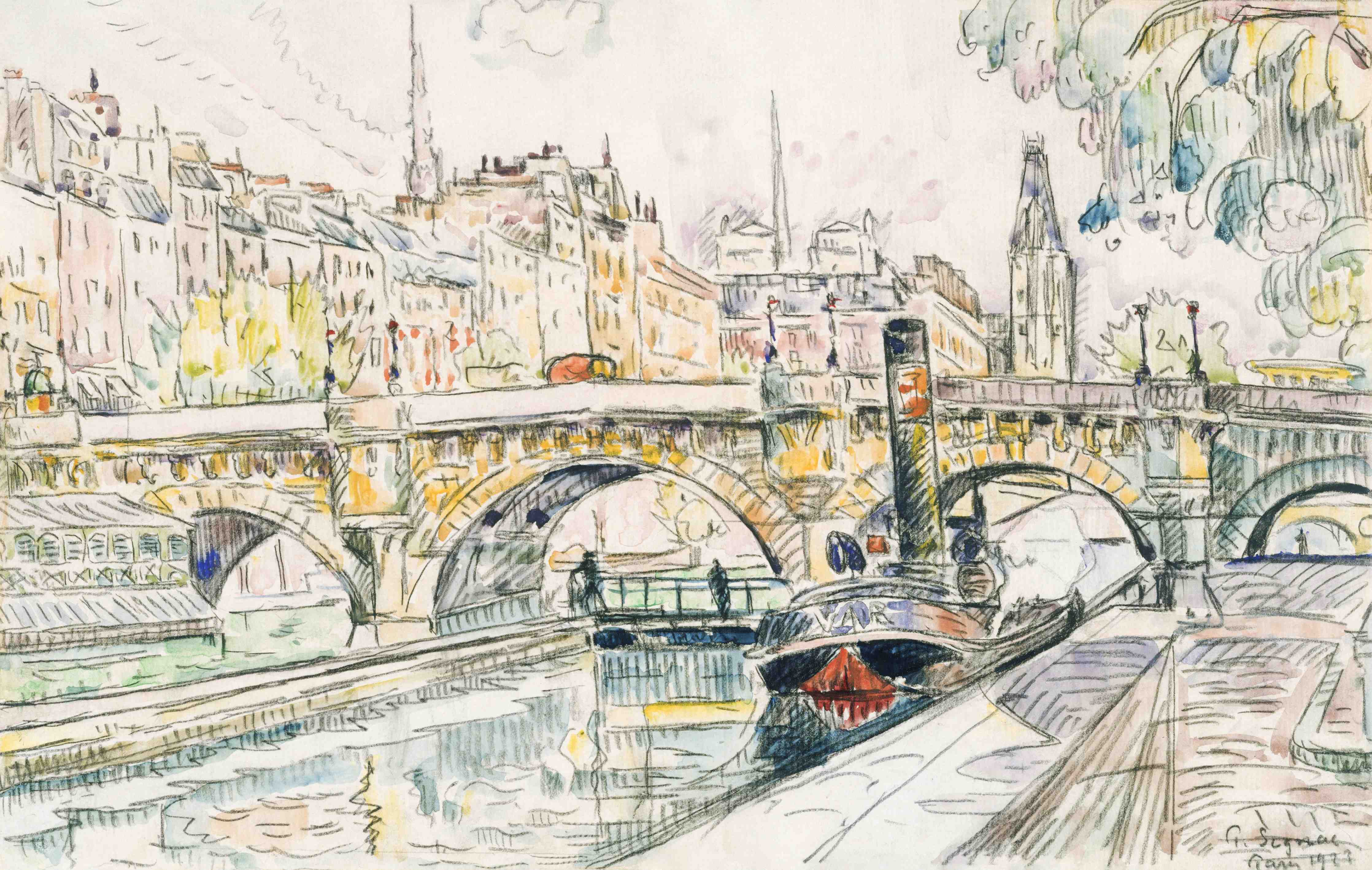 Große Wandbilder-Farbige Wasserstadt, Paris bei Regen