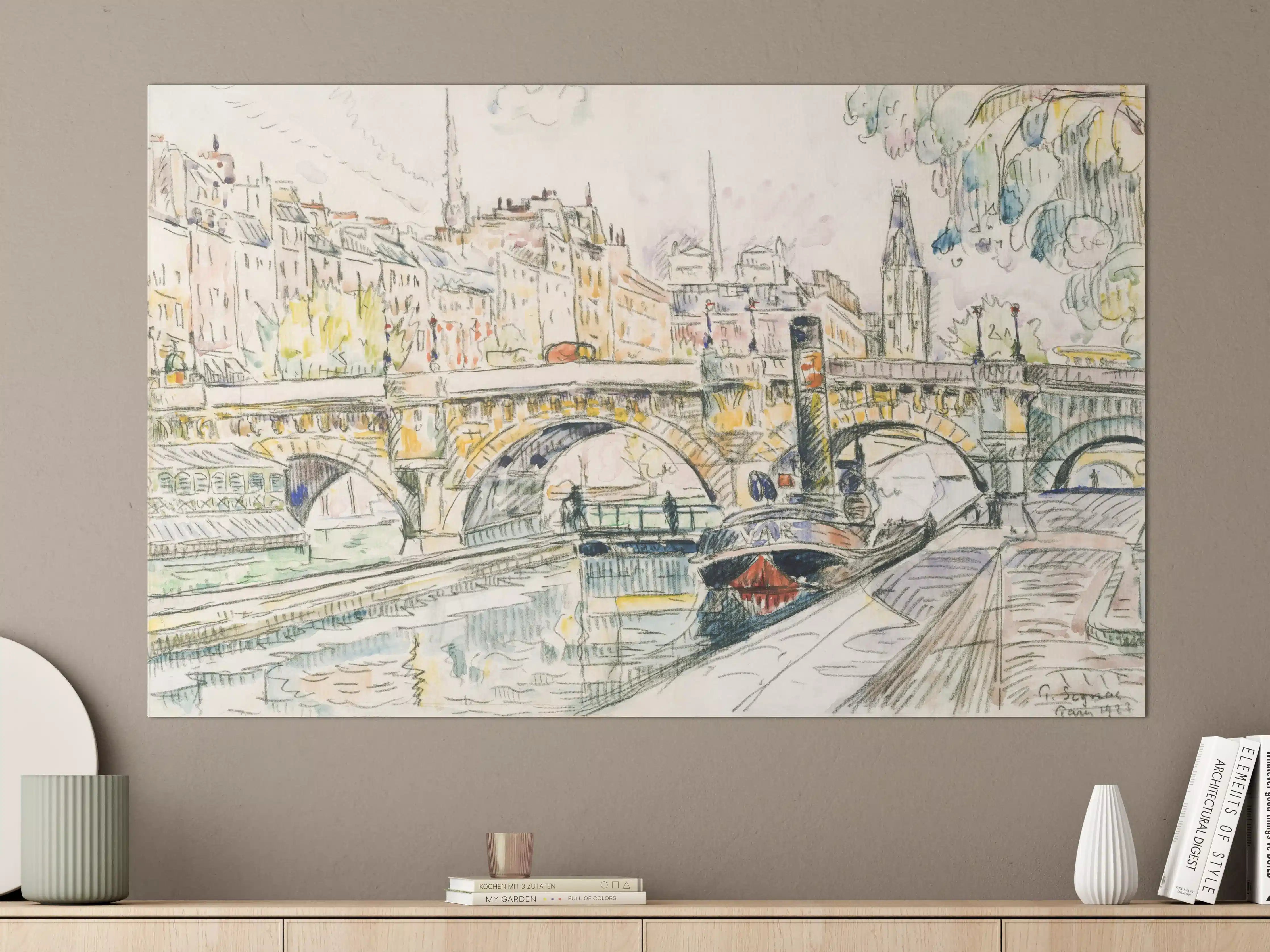 Große Wandbilder - Farbige Wasserstadt, Paris bei Regen