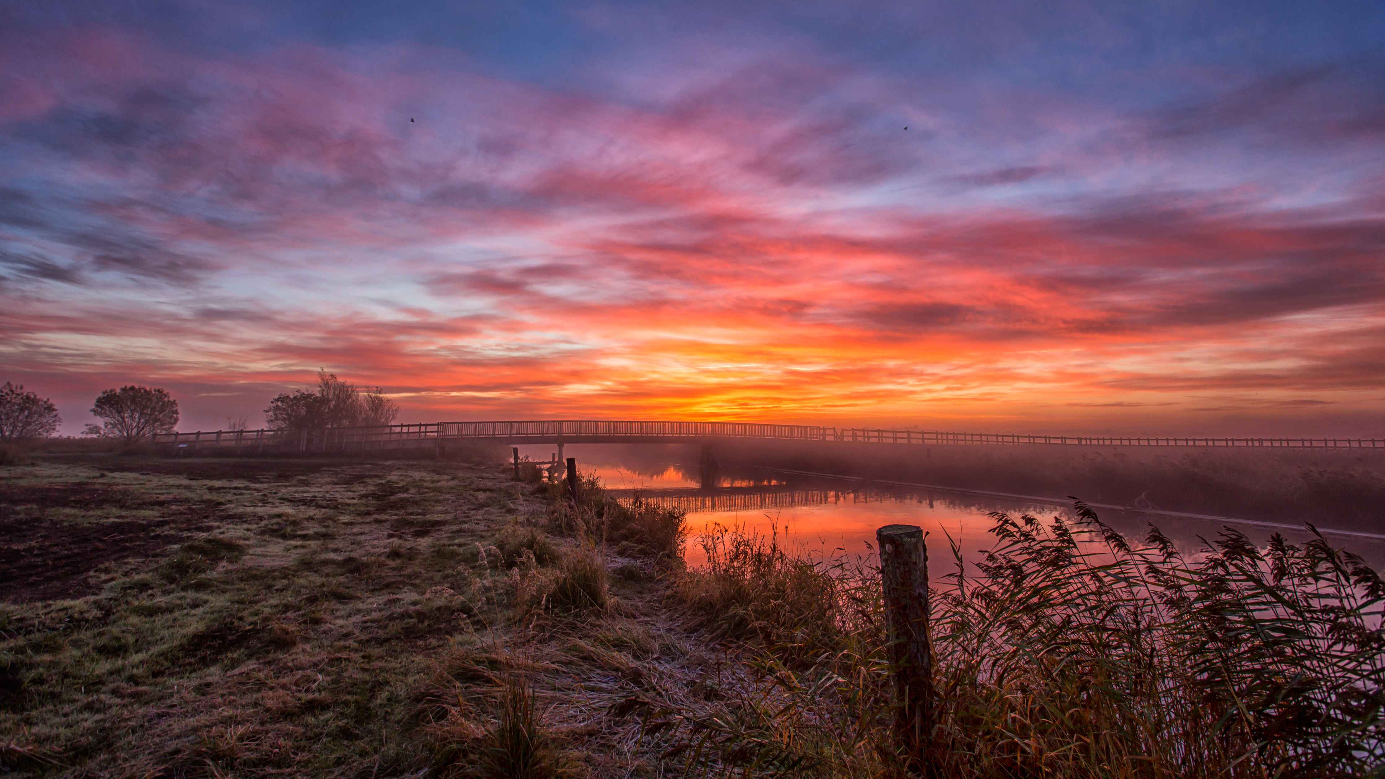 Große Wandbilder-Farbintensiver Sonnenuntergang über dem Wasser