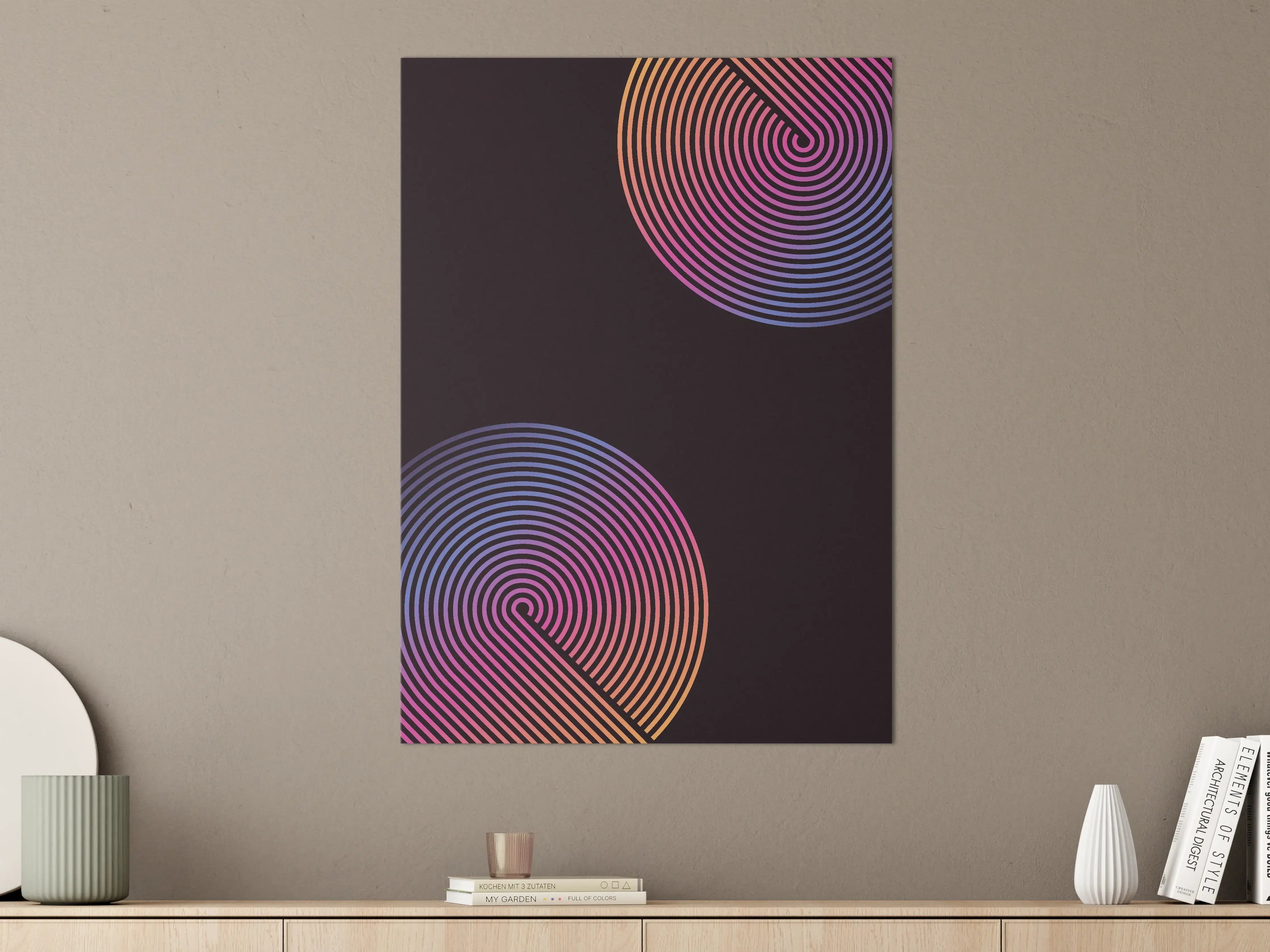Große Wandbilder - Faszinierende Spiral-Illusion in Neonfarben
