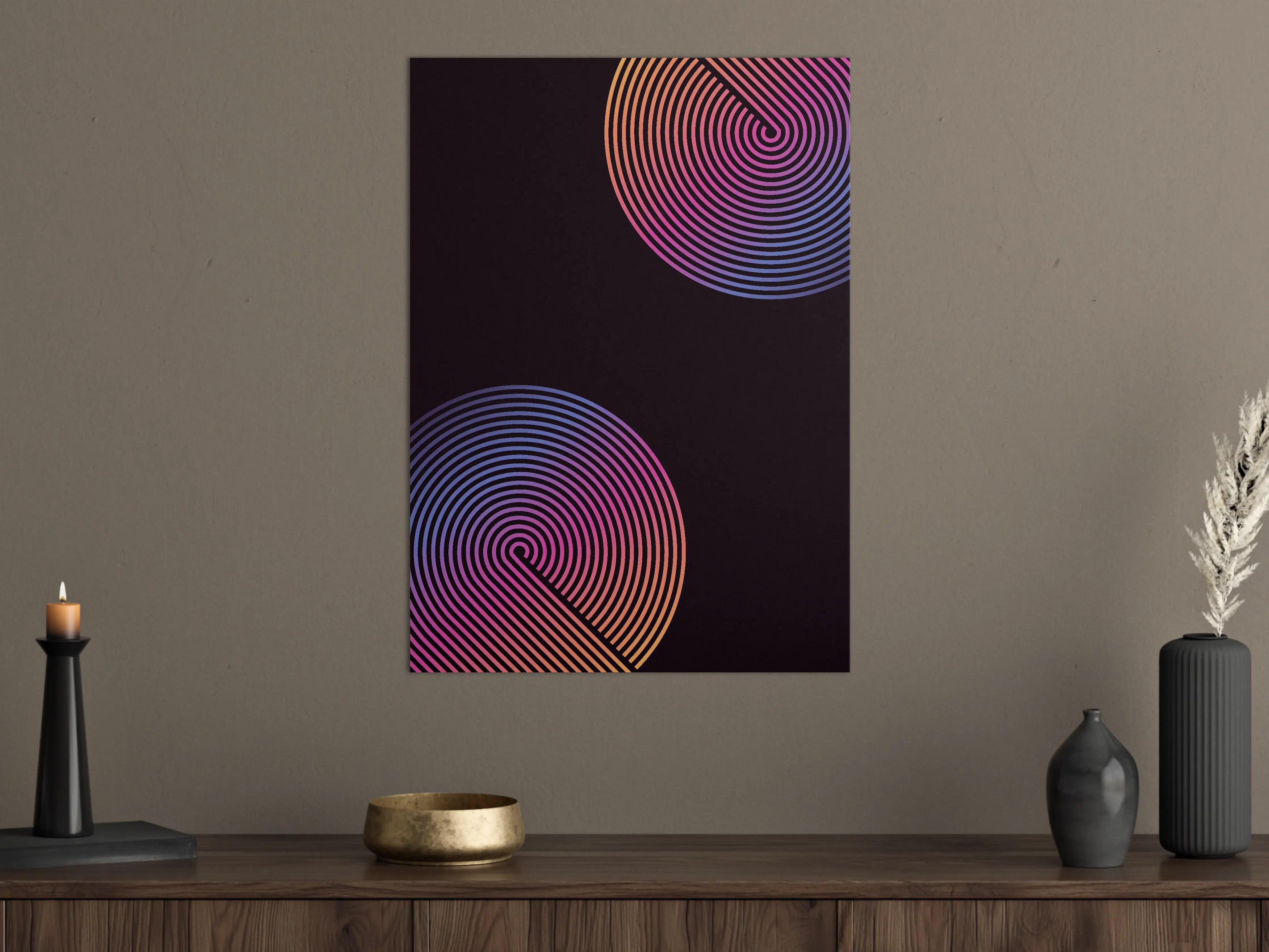Große Wandbilder - Faszinierende Spiral-Illusion in Neonfarben
