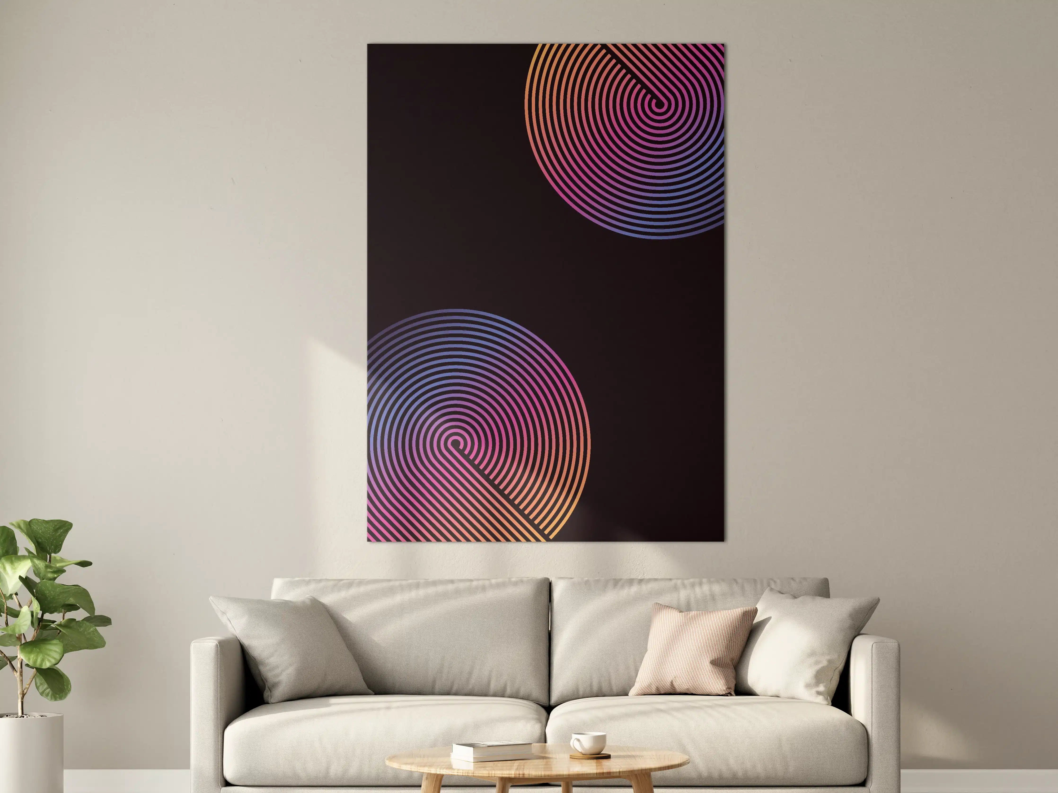 Große Wandbilder - Faszinierende Spiral-Illusion in Neonfarben