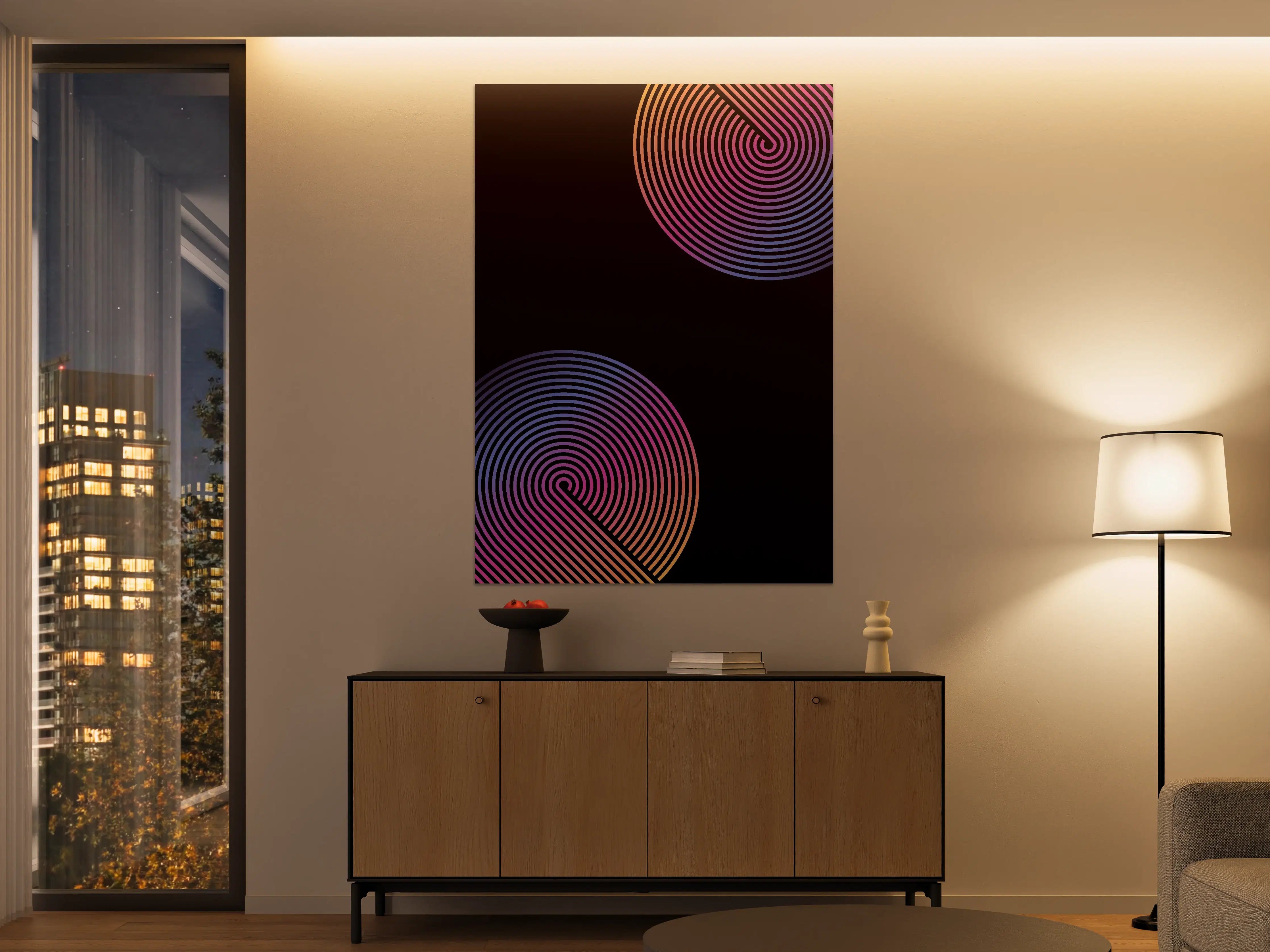 Große Wandbilder - Faszinierende Spiral-Illusion in Neonfarben