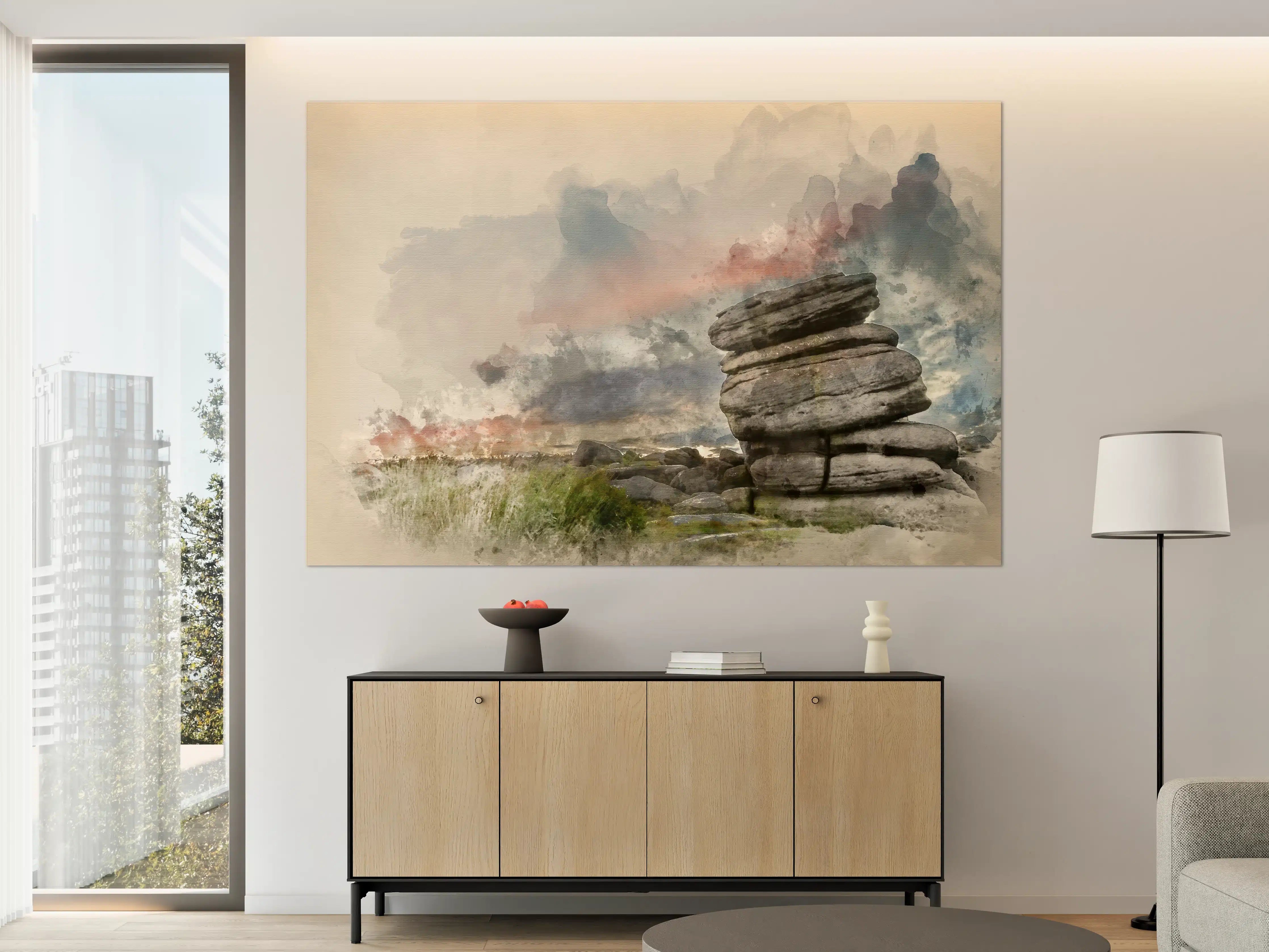 Große Wandbilder - Felsenformation am Landschaftshorizont