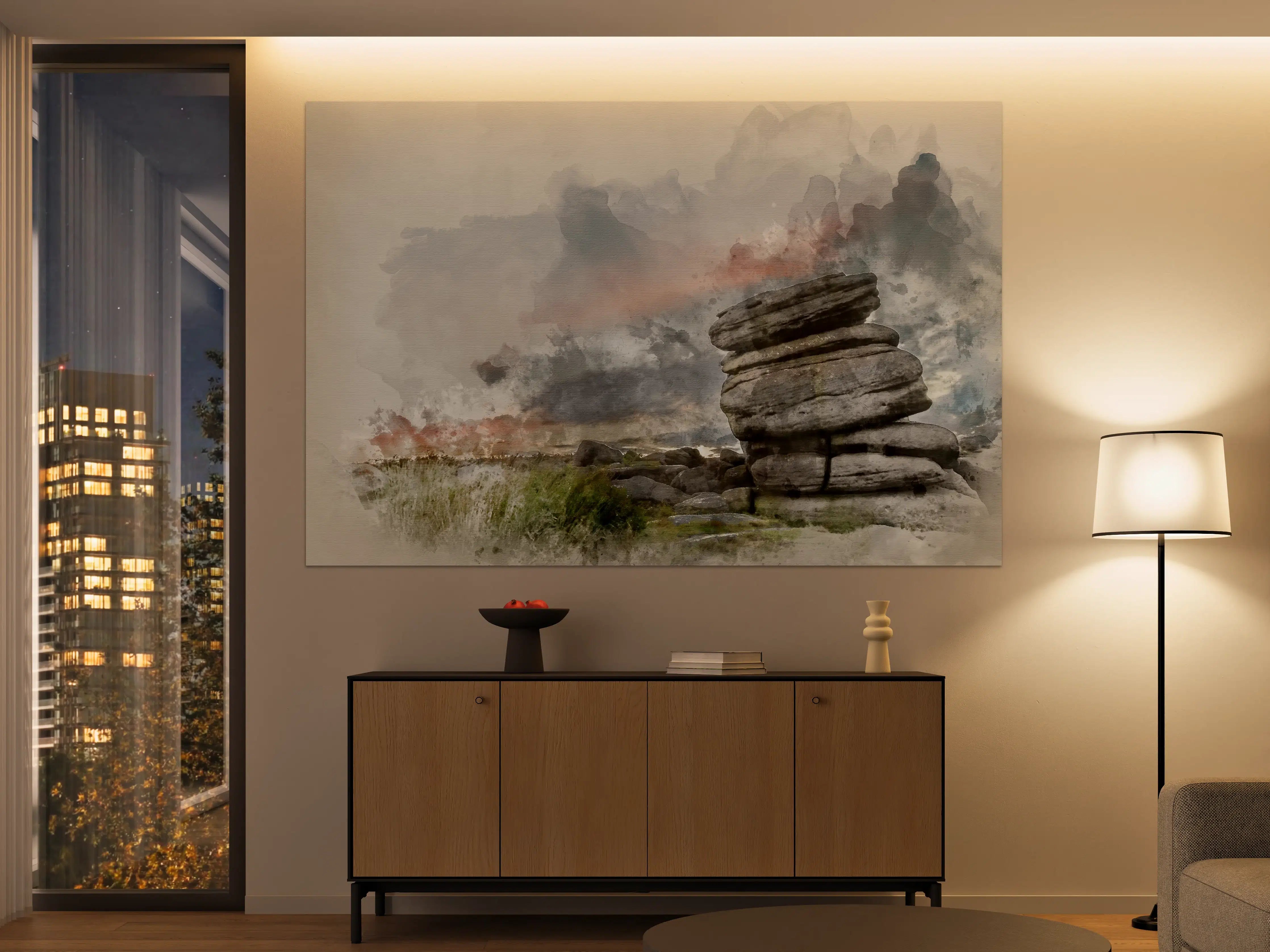 Große Wandbilder - Felsenformation am Landschaftshorizont