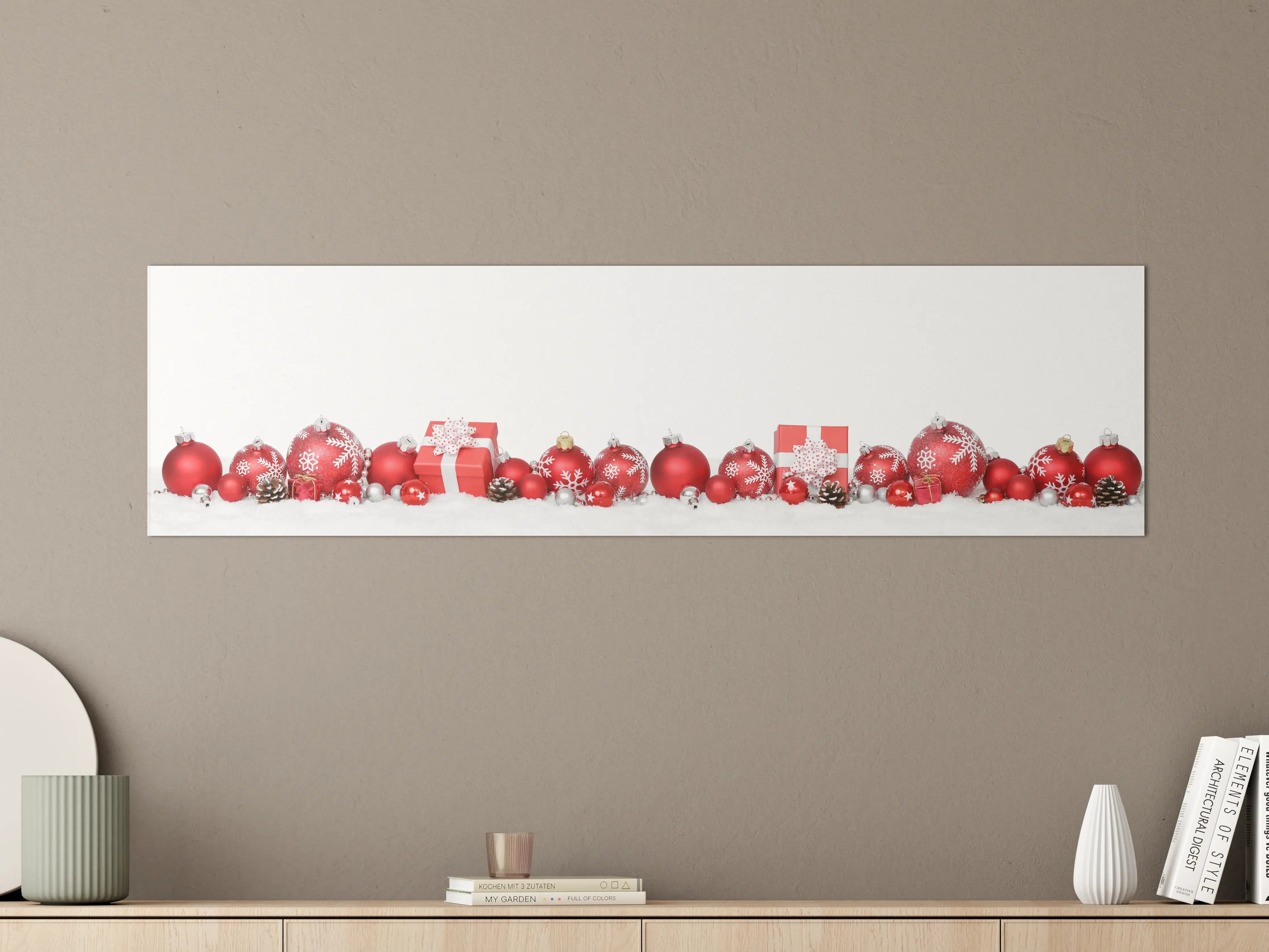 Große Wandbilder - Festliche Rot-Weiß Weihnachtsdekoration
