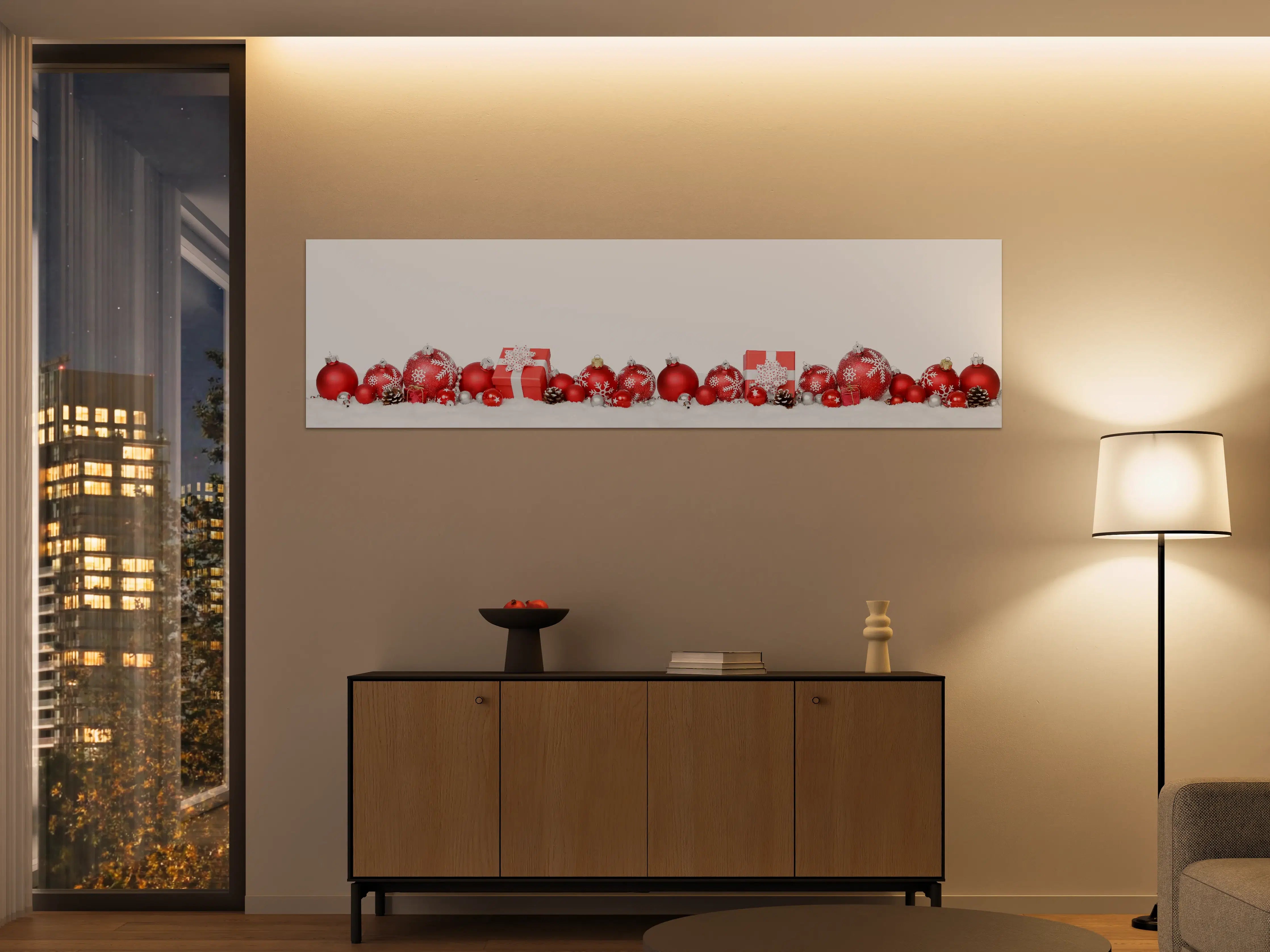Große Wandbilder - Festliche Rot-Weiß Weihnachtsdekoration
