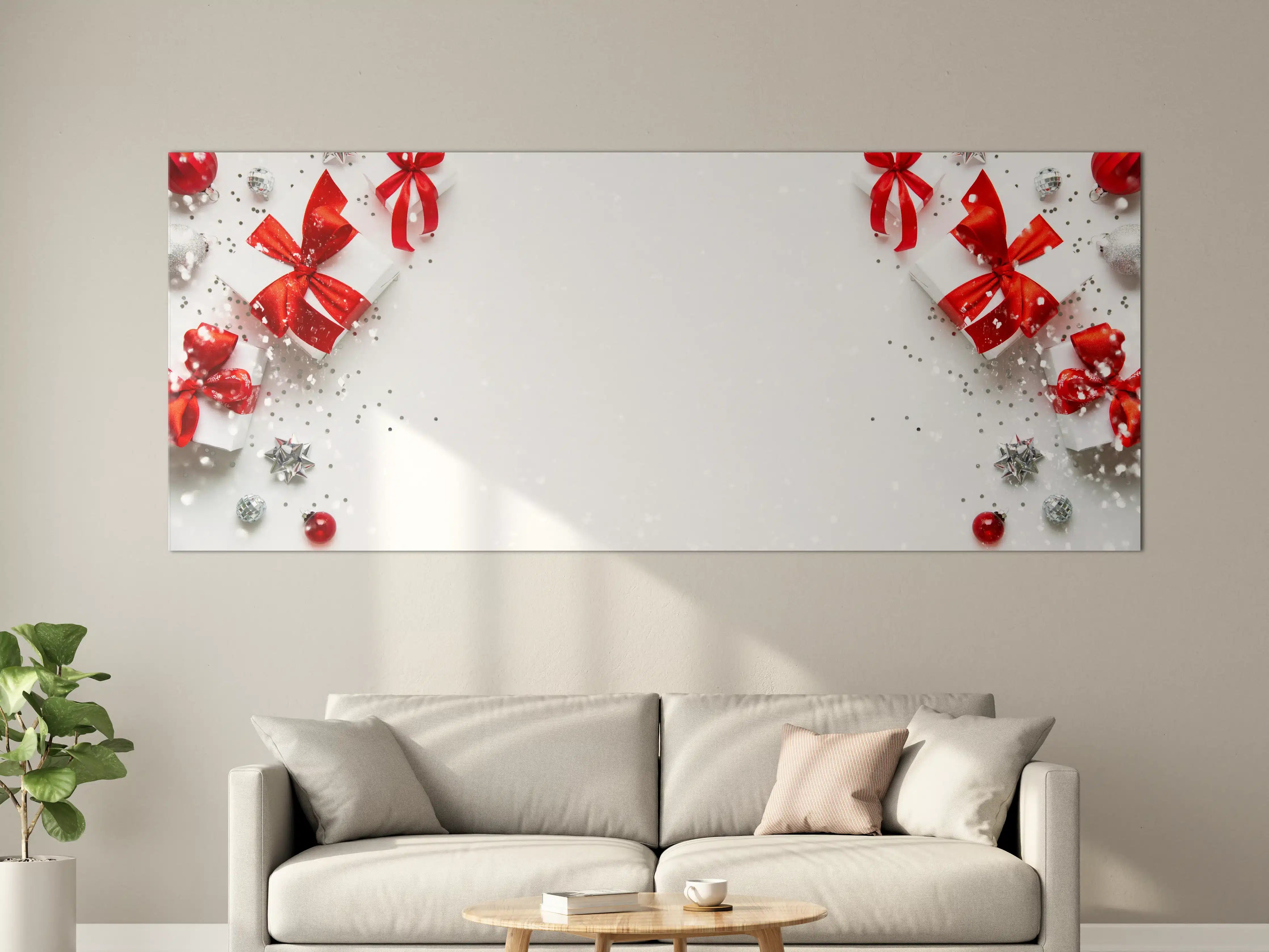 Große Wandbilder - Festliche Weiß-Rote Geschenkdeko
