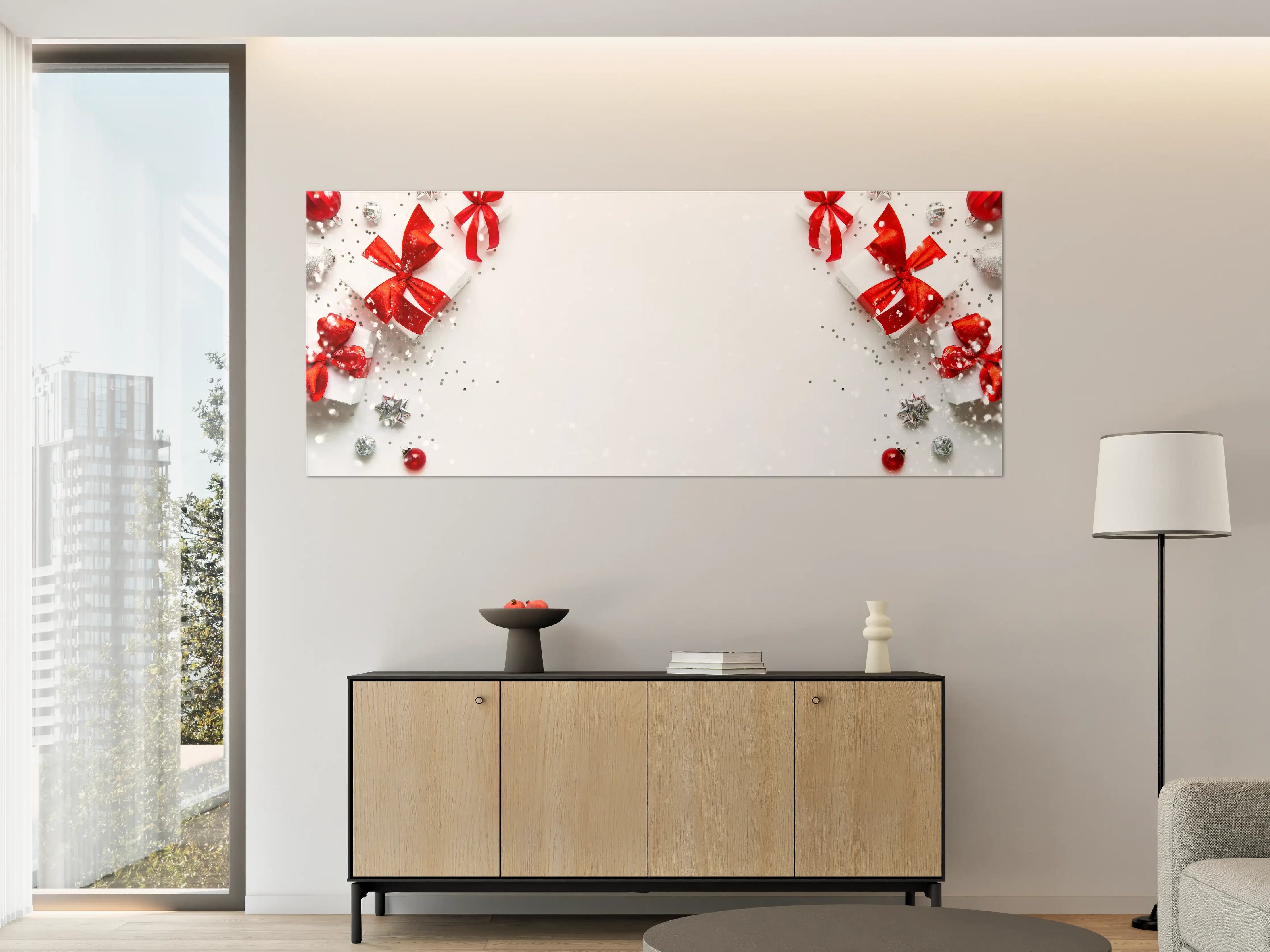 Große Wandbilder - Festliche Weiß-Rote Geschenkdeko