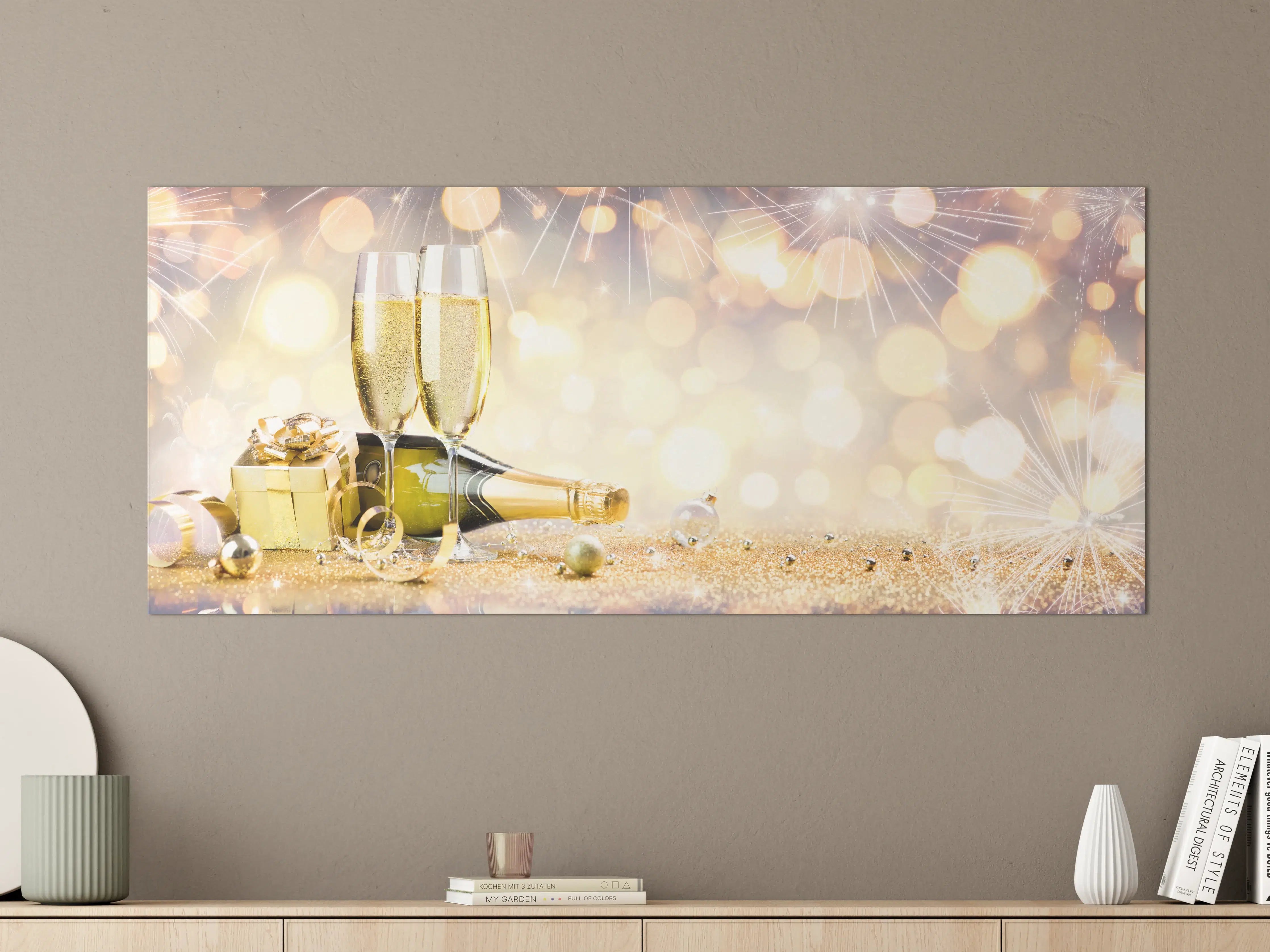 Große Wandbilder - Festliches Champagner-Gold