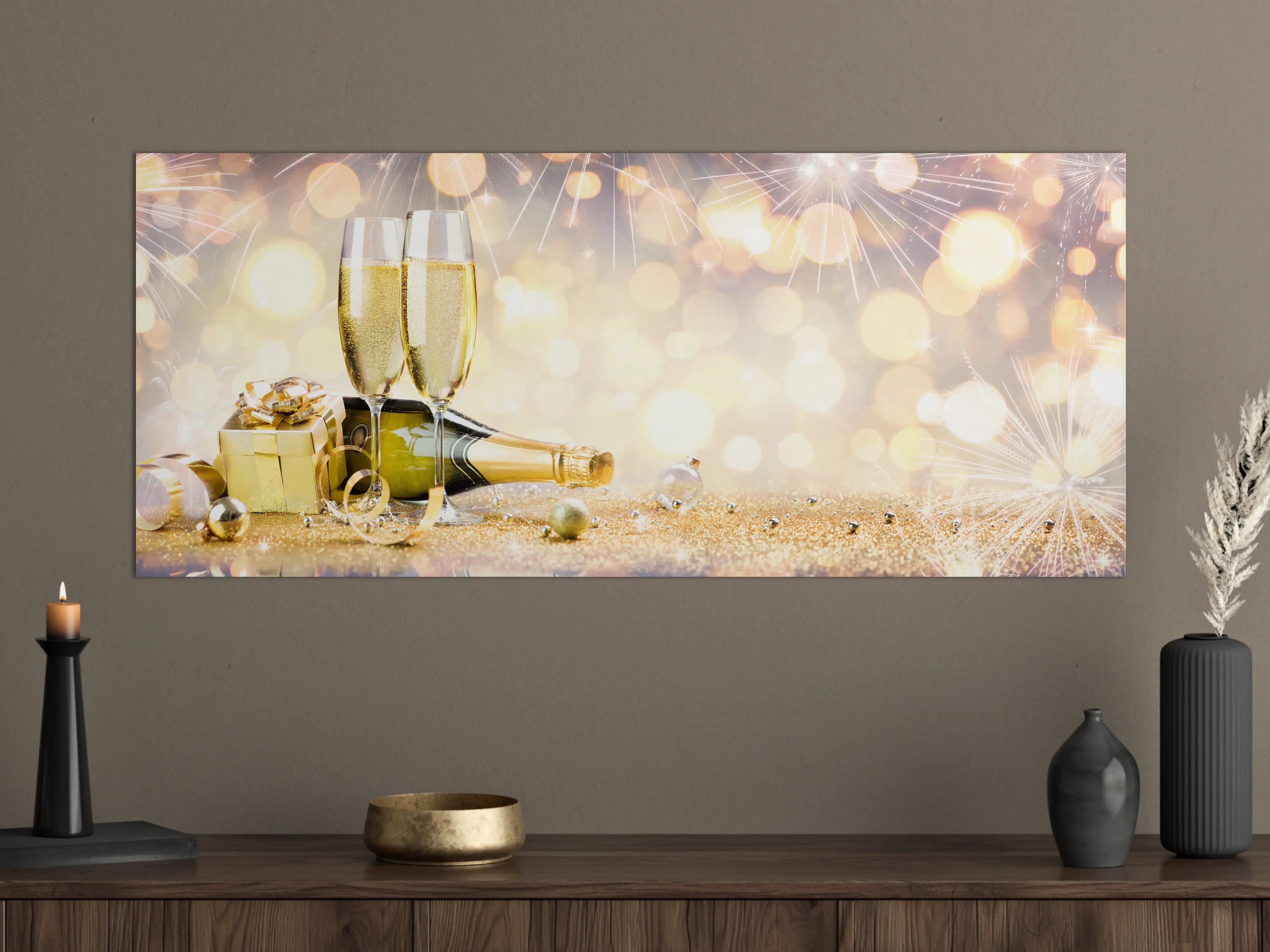Große Wandbilder - Festliches Champagner-Gold