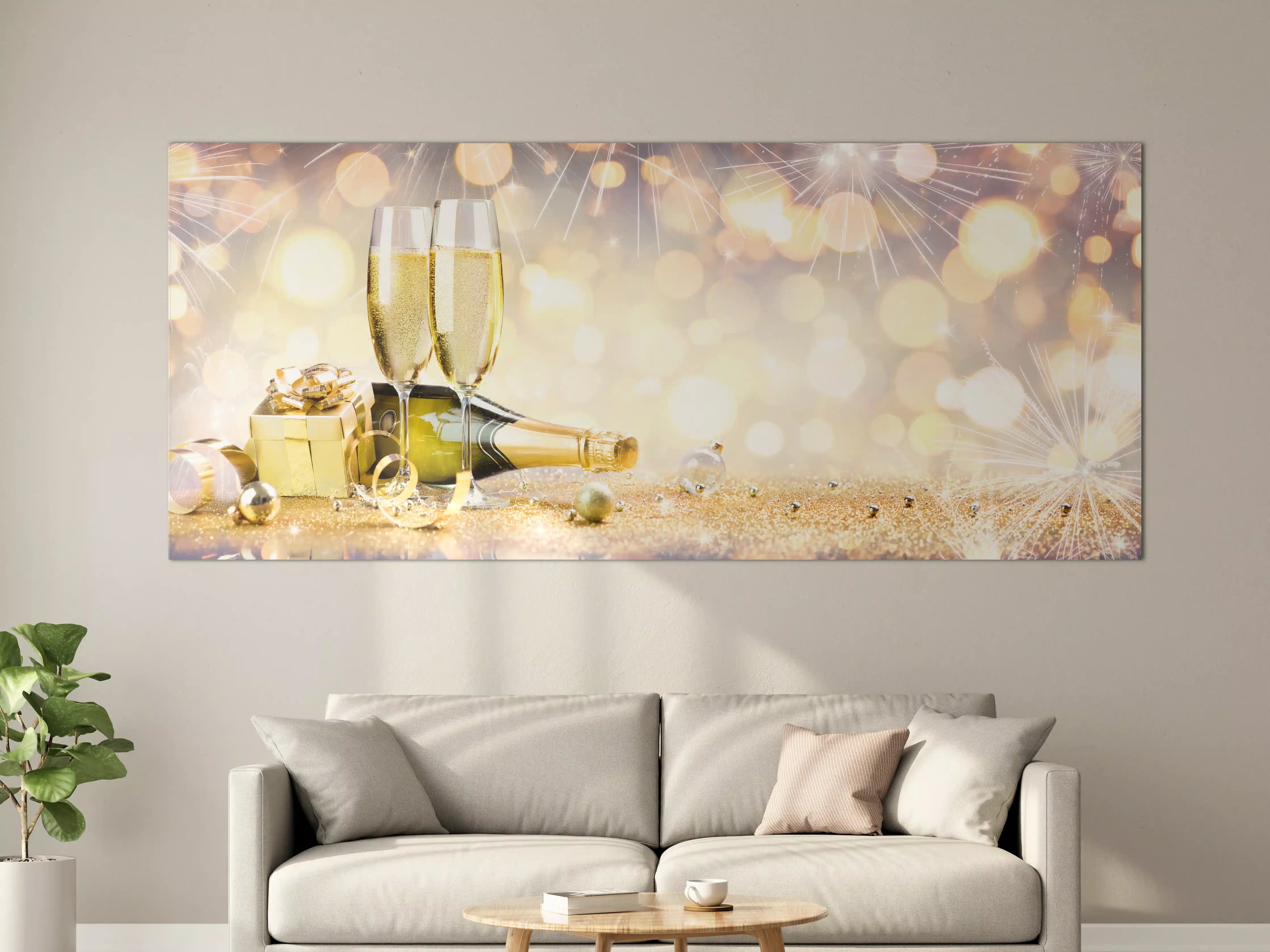 Große Wandbilder - Festliches Champagner-Gold
