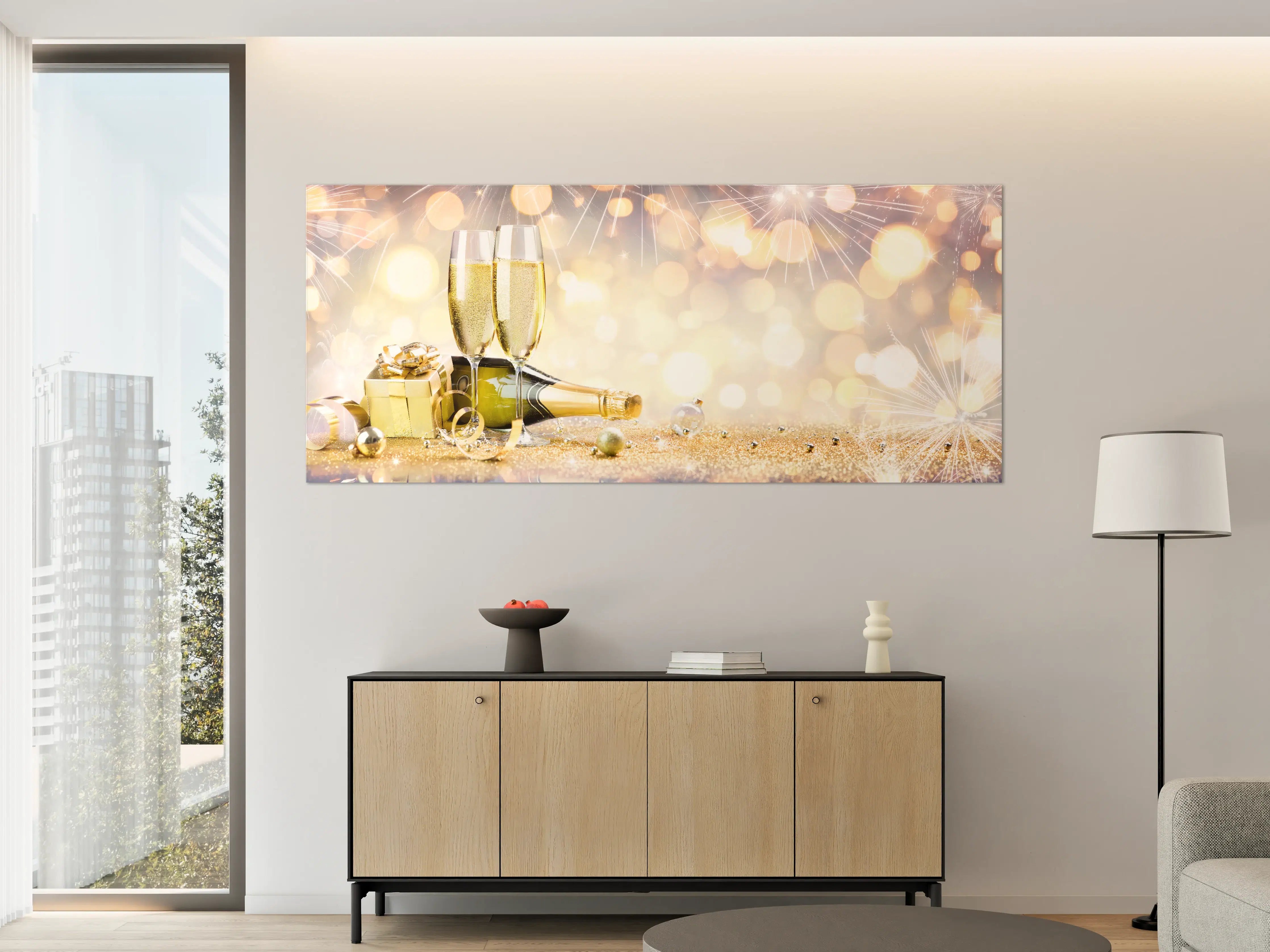 Große Wandbilder - Festliches Champagner-Gold