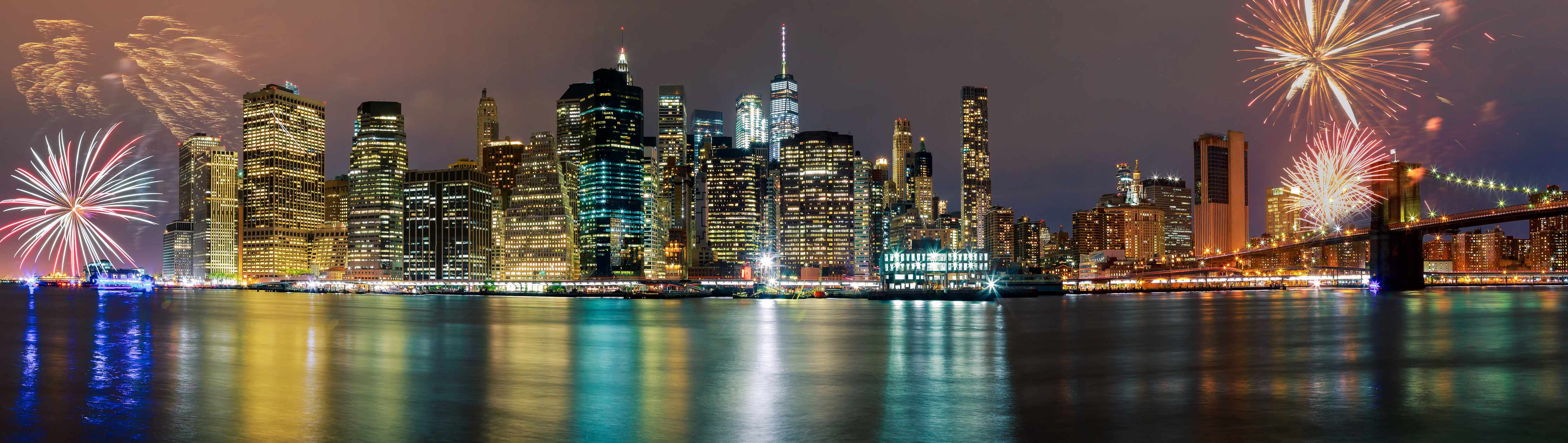 Große Wandbilder-Feuerwerk Manhattan Skyline Nacht