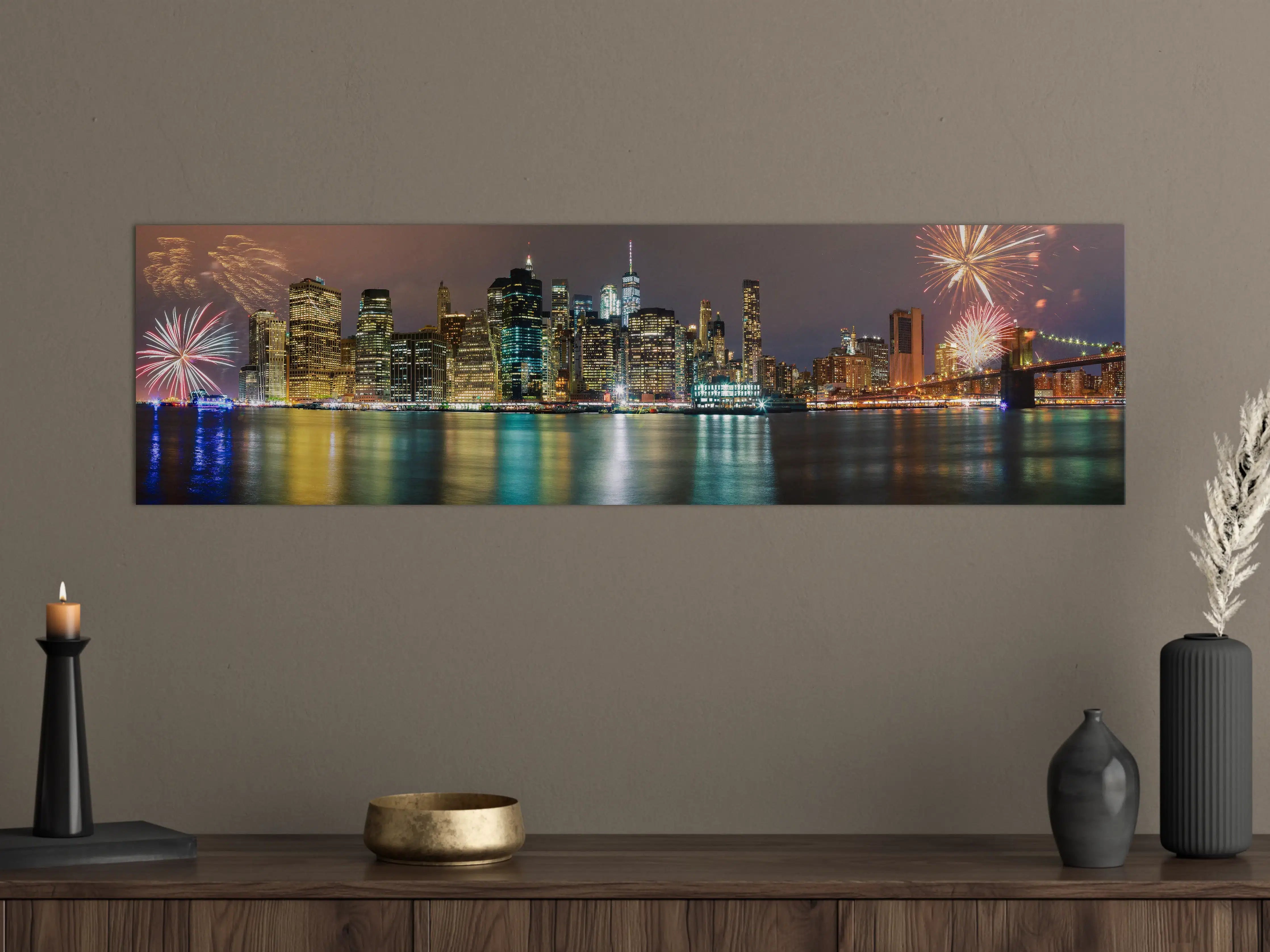 Große Wandbilder - Feuerwerk Manhattan Skyline Nacht
