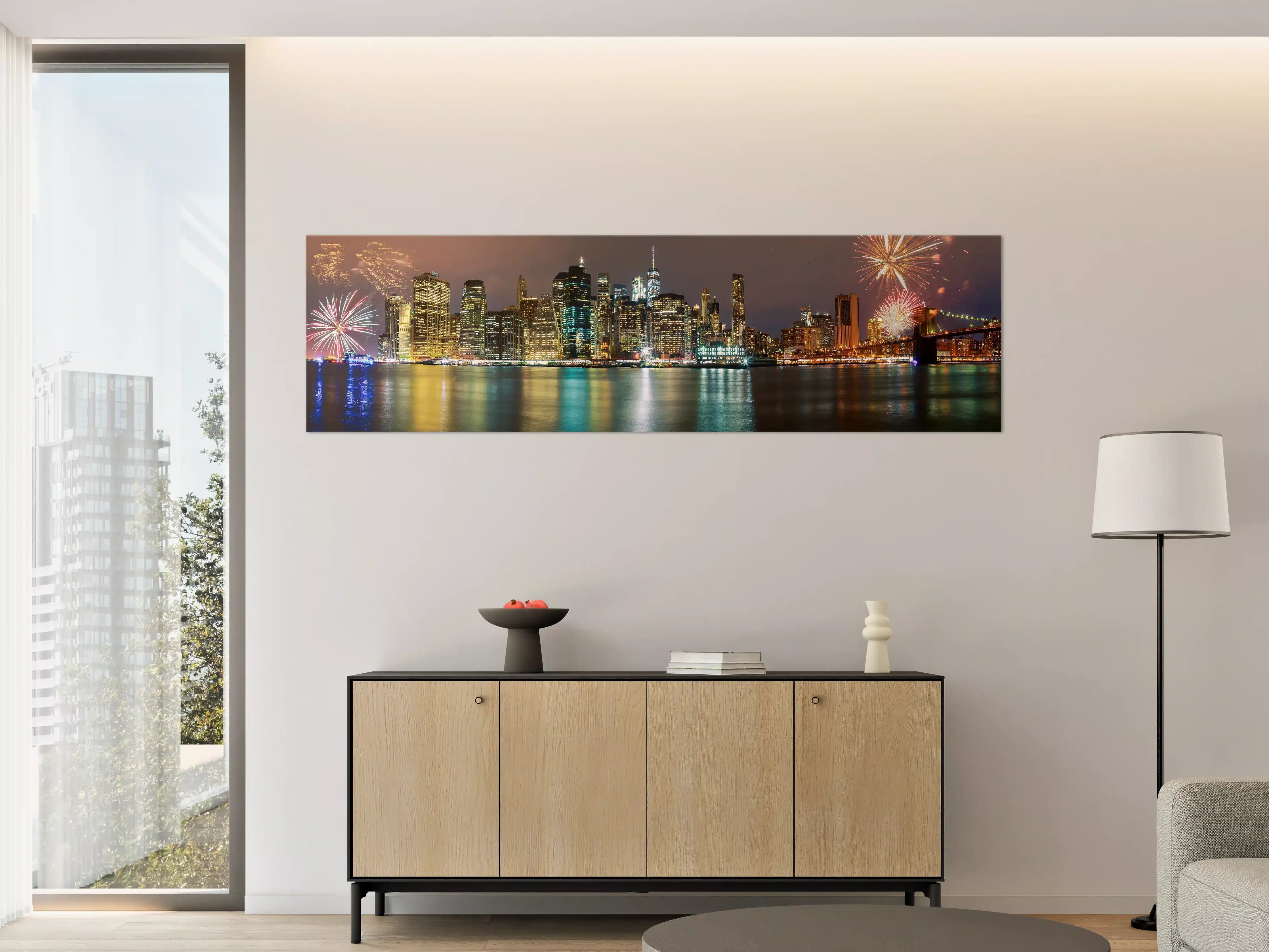 Große Wandbilder - Feuerwerk Manhattan Skyline Nacht