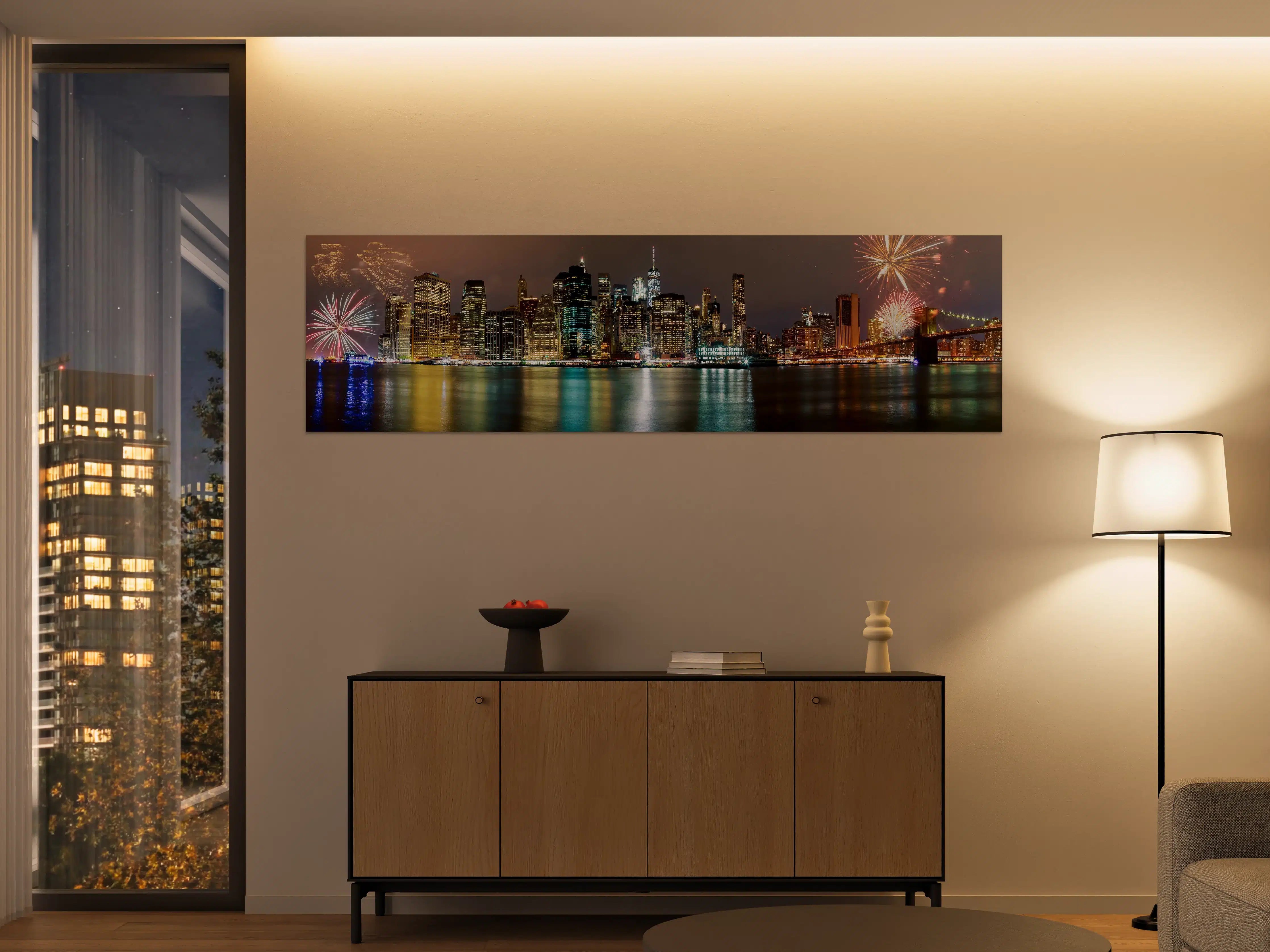 Große Wandbilder - Feuerwerk Manhattan Skyline Nacht