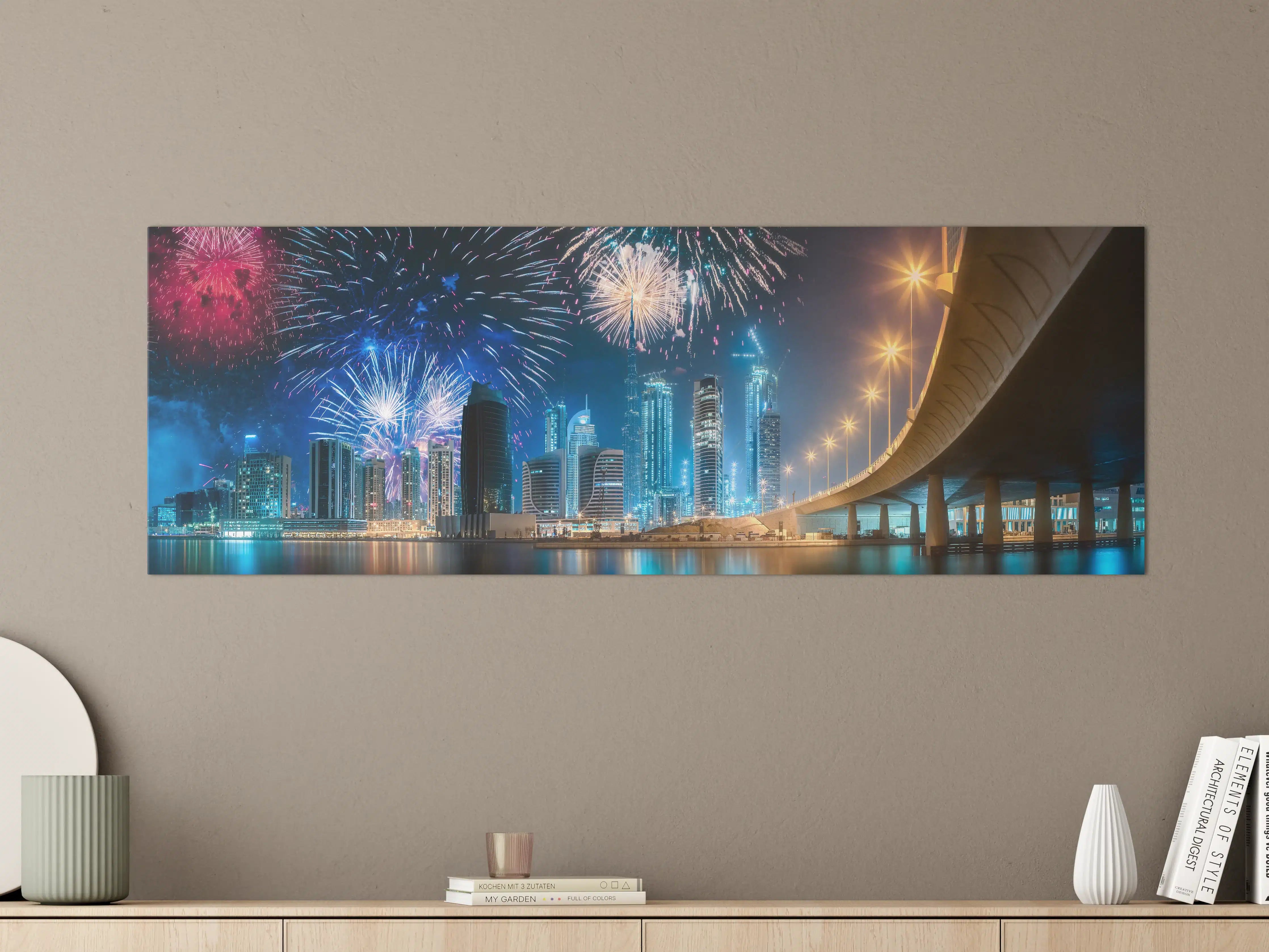 Große Wandbilder - Feuerwerk über Dubai Business Bay