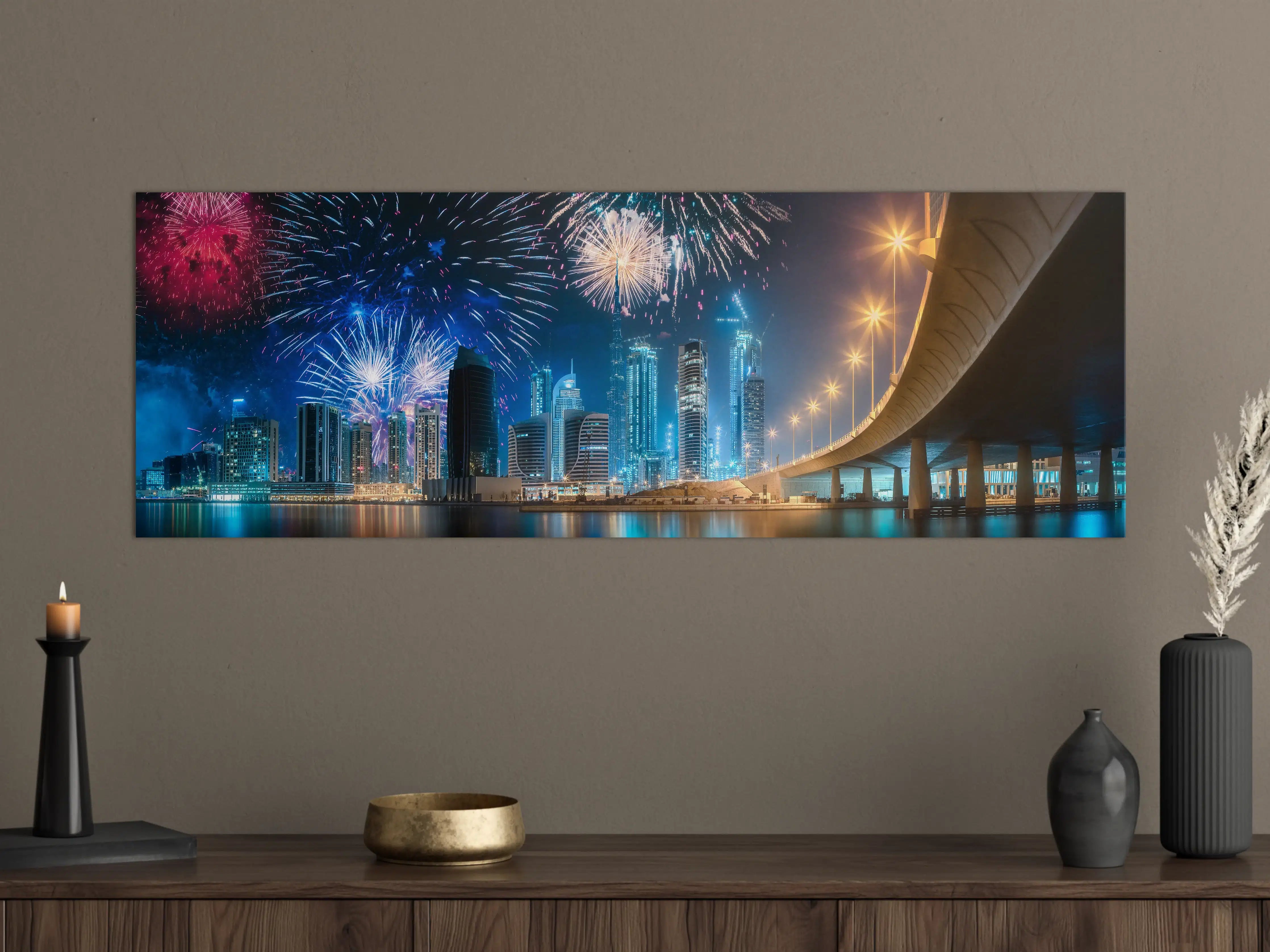 Große Wandbilder - Feuerwerk über Dubai Business Bay