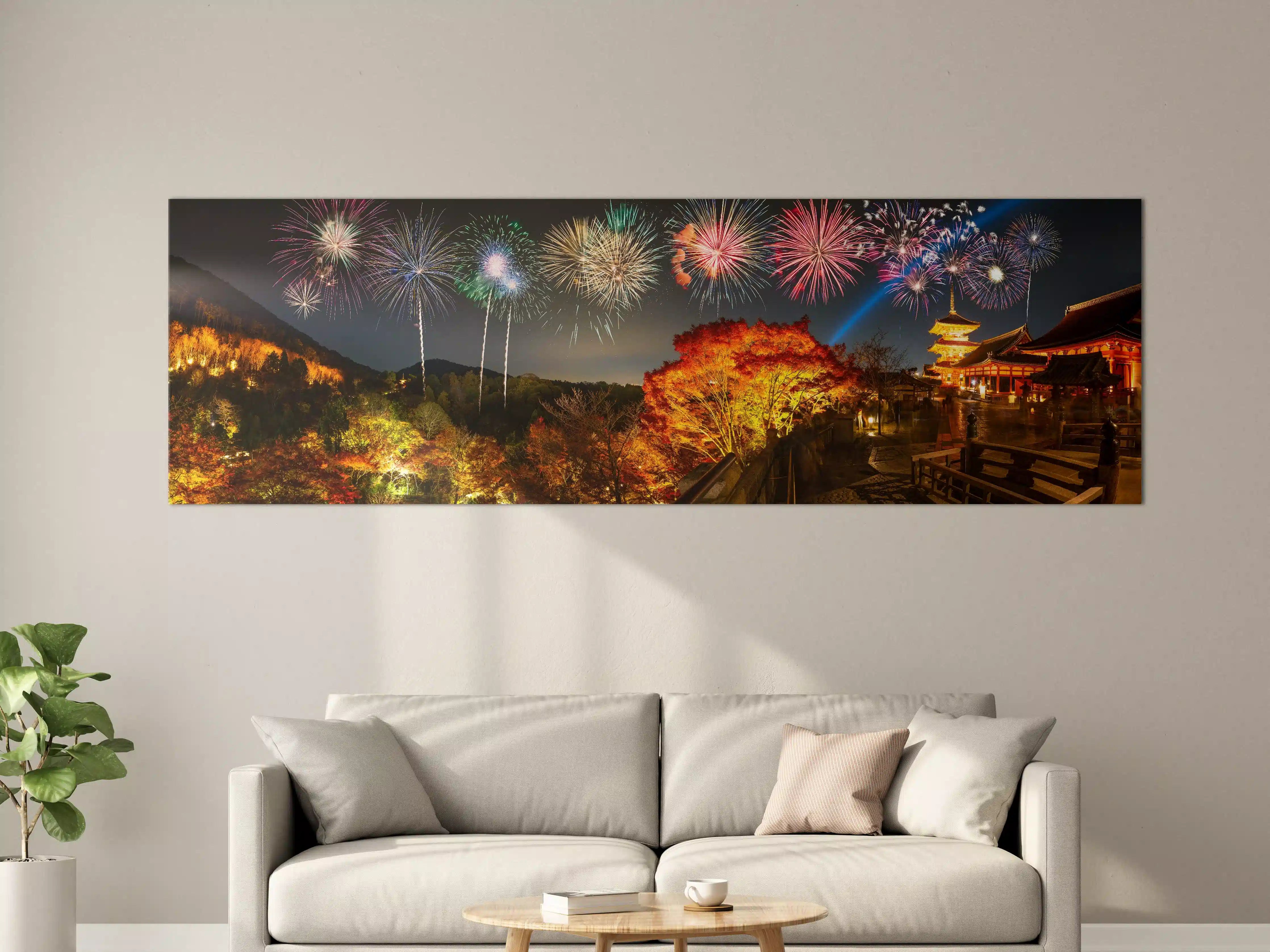 Große Wandbilder - Feuerwerk über Kyoto-Tempel