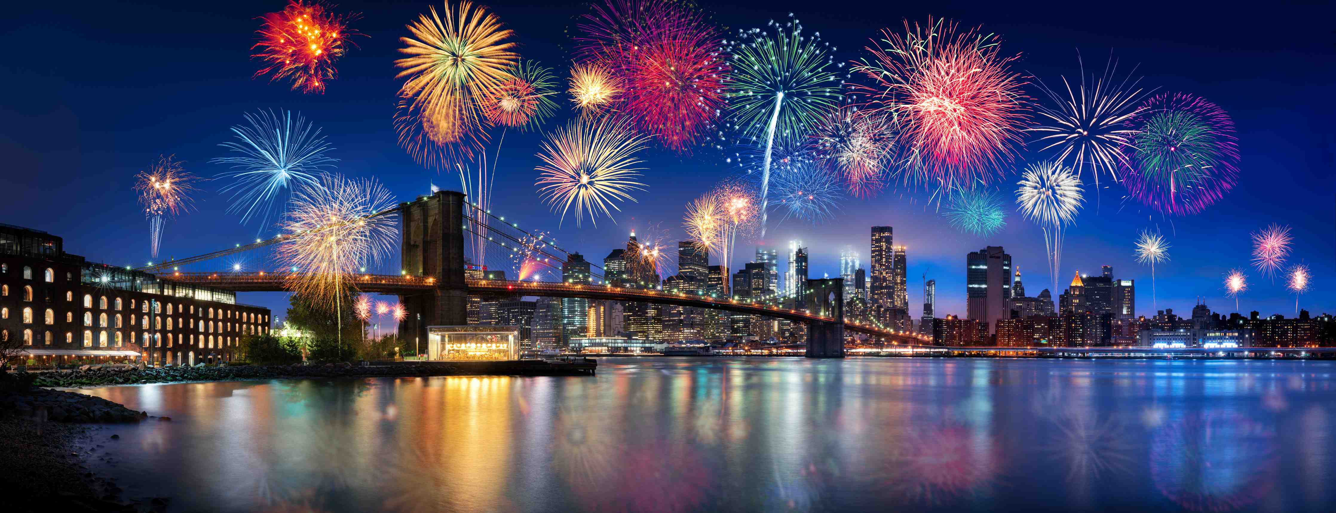 Große Wandbilder-Feuerwerk über New York City