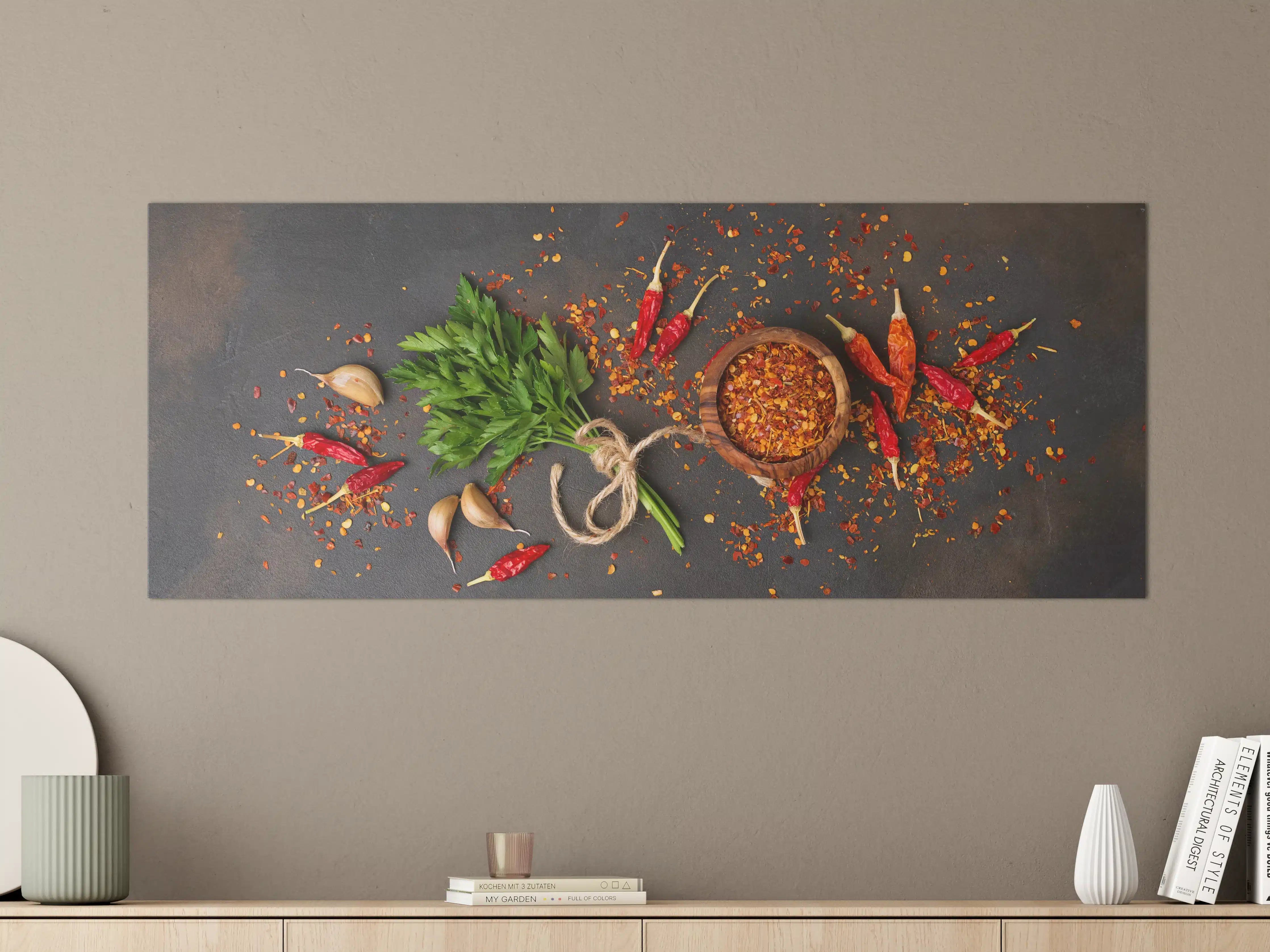 Große Wandbilder - Feurige Chili und frischer Knoblauch