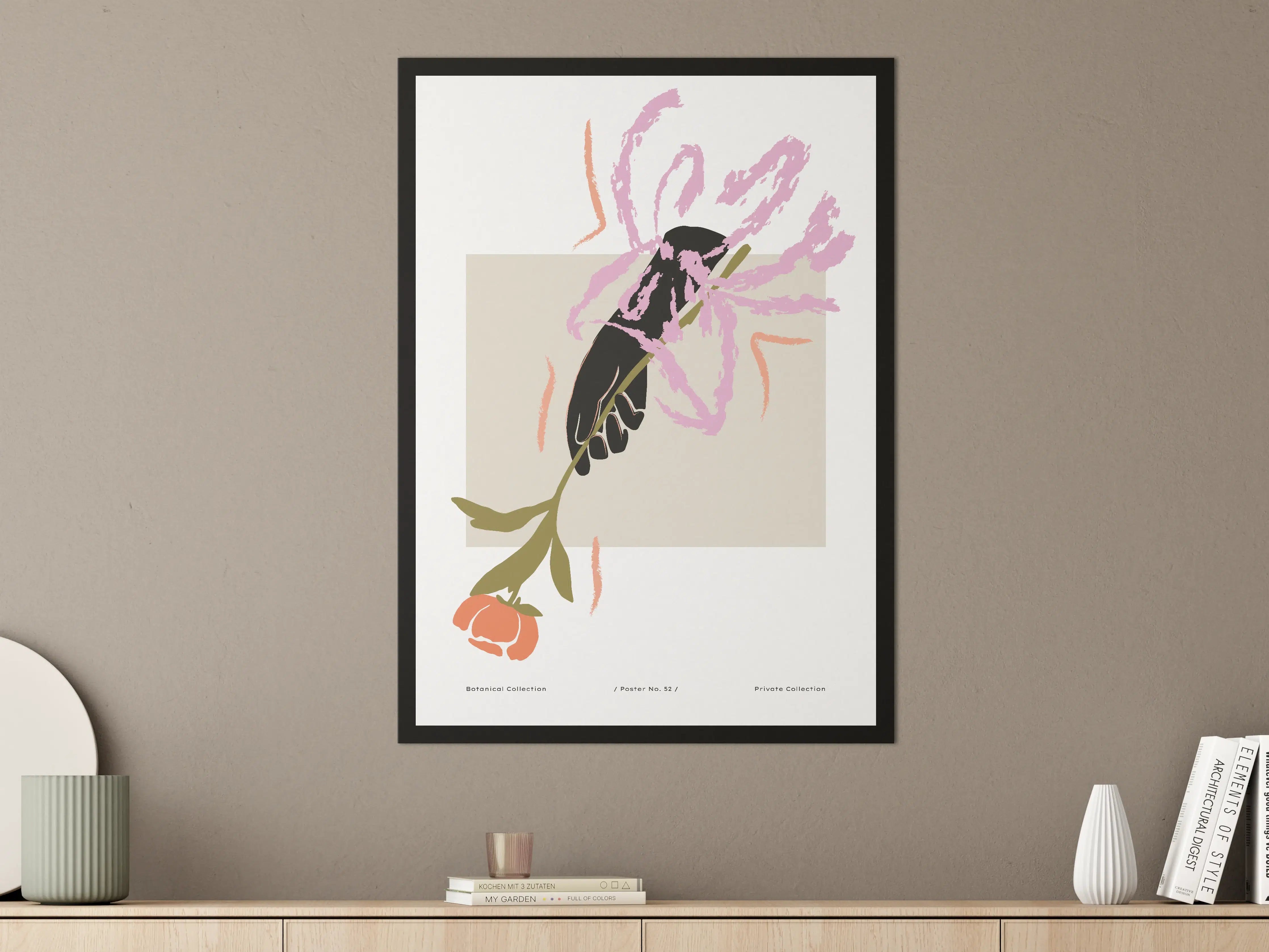 Große Wandbilder - Fisch mit Blumenakzent in stilvollem Design