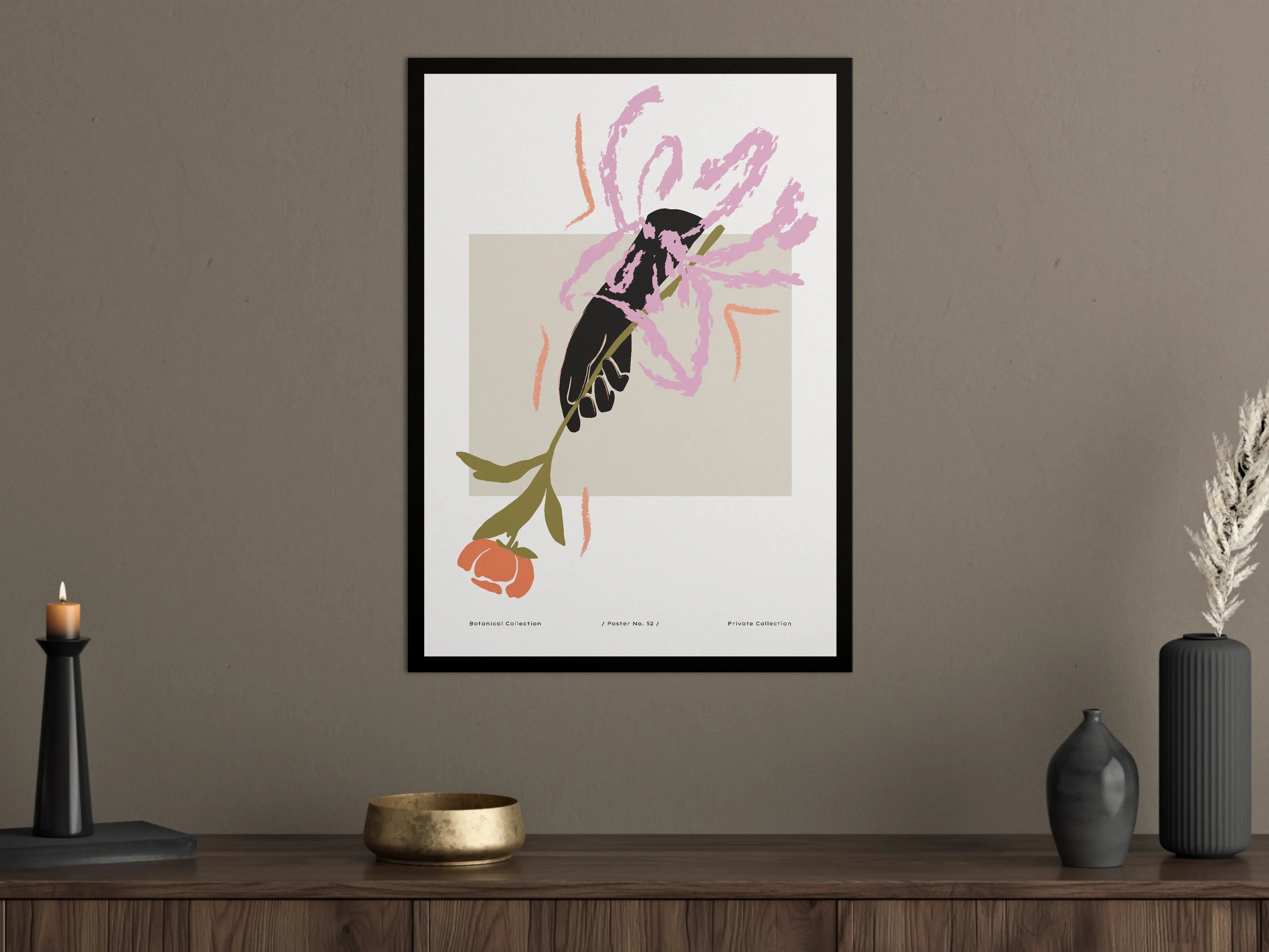 Große Wandbilder - Fisch mit Blumenakzent in stilvollem Design