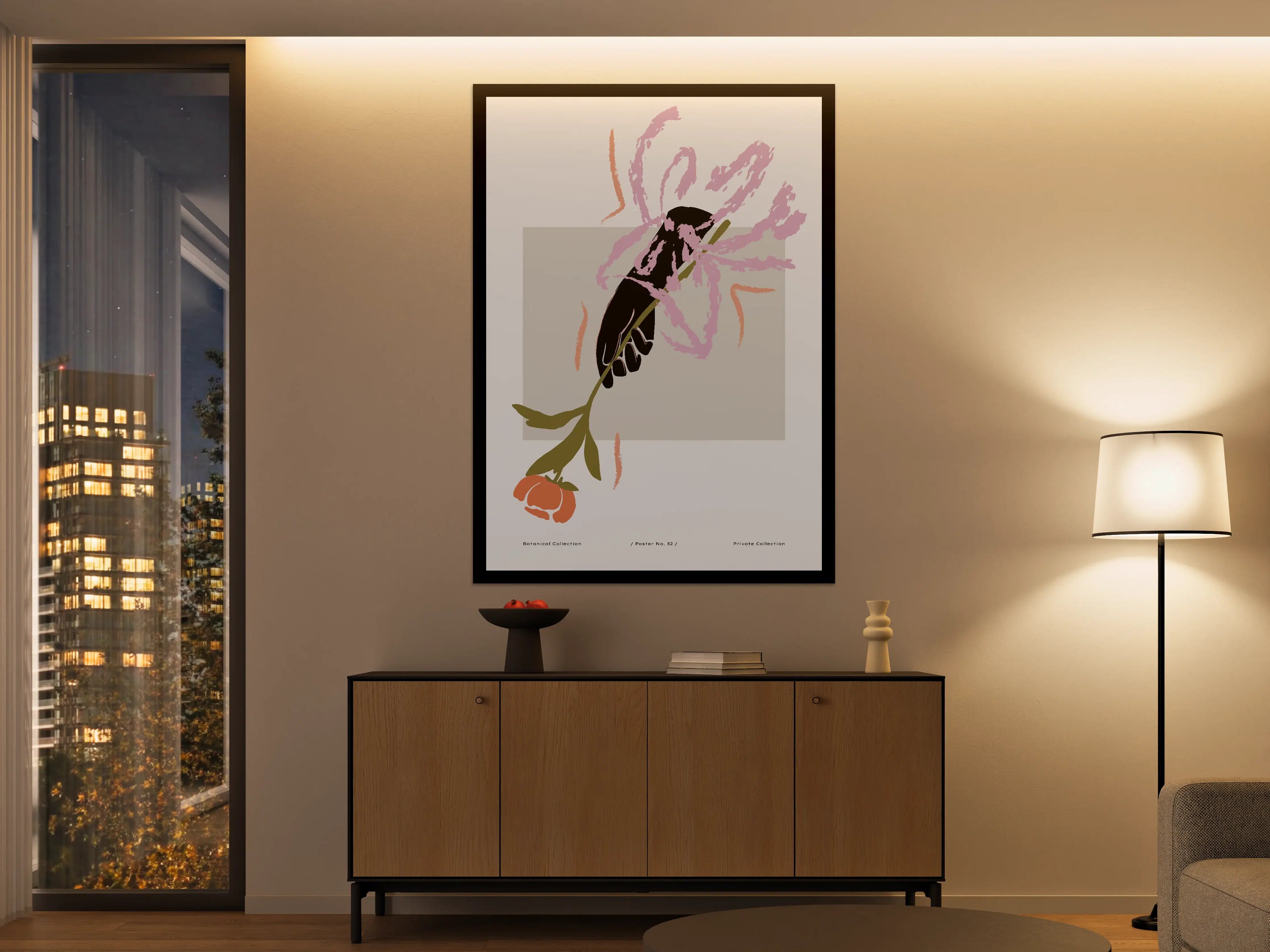 Große Wandbilder - Fisch mit Blumenakzent in stilvollem Design