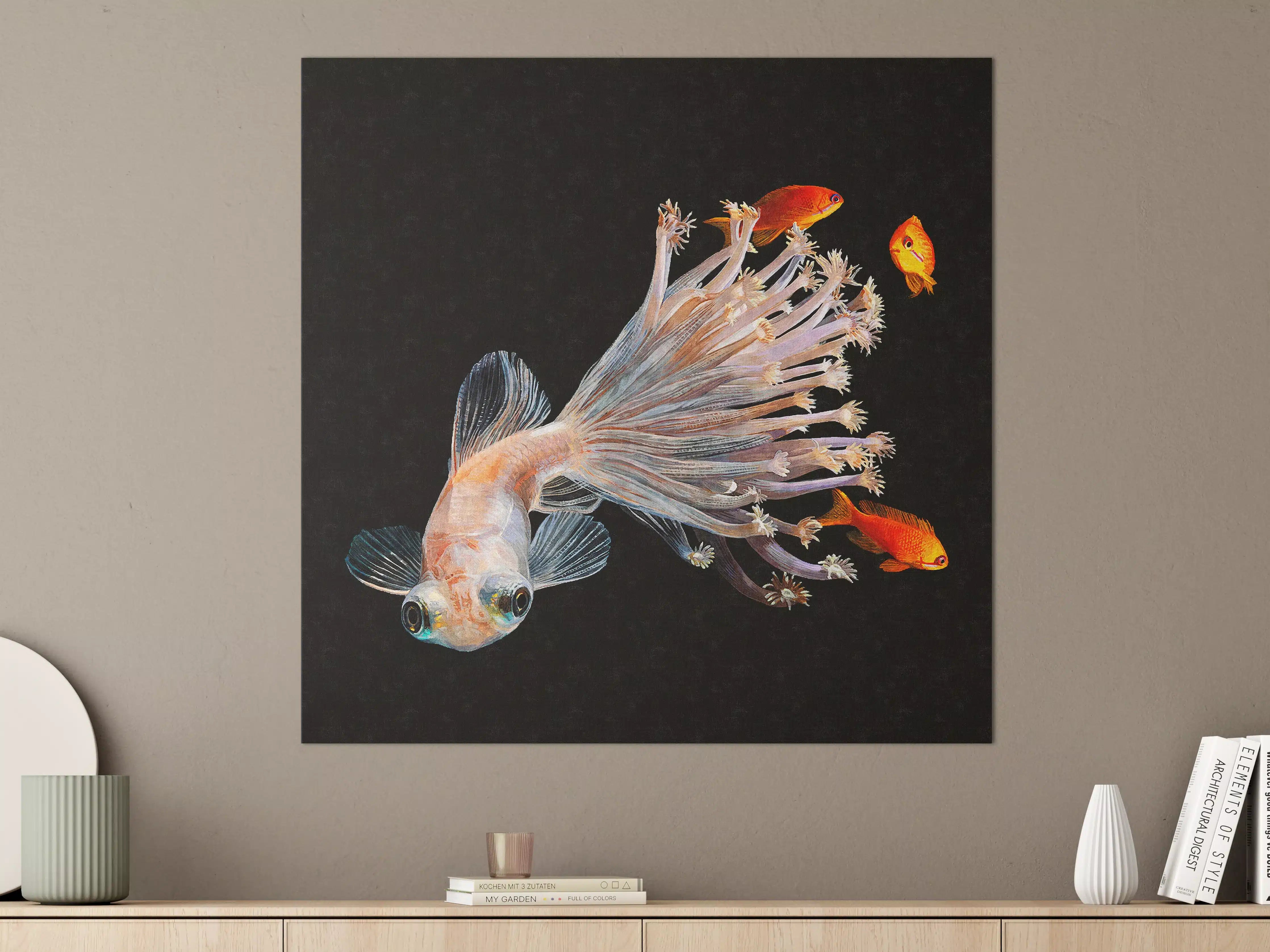 Große Wandbilder - Fisch verschmolzen mit Korallen